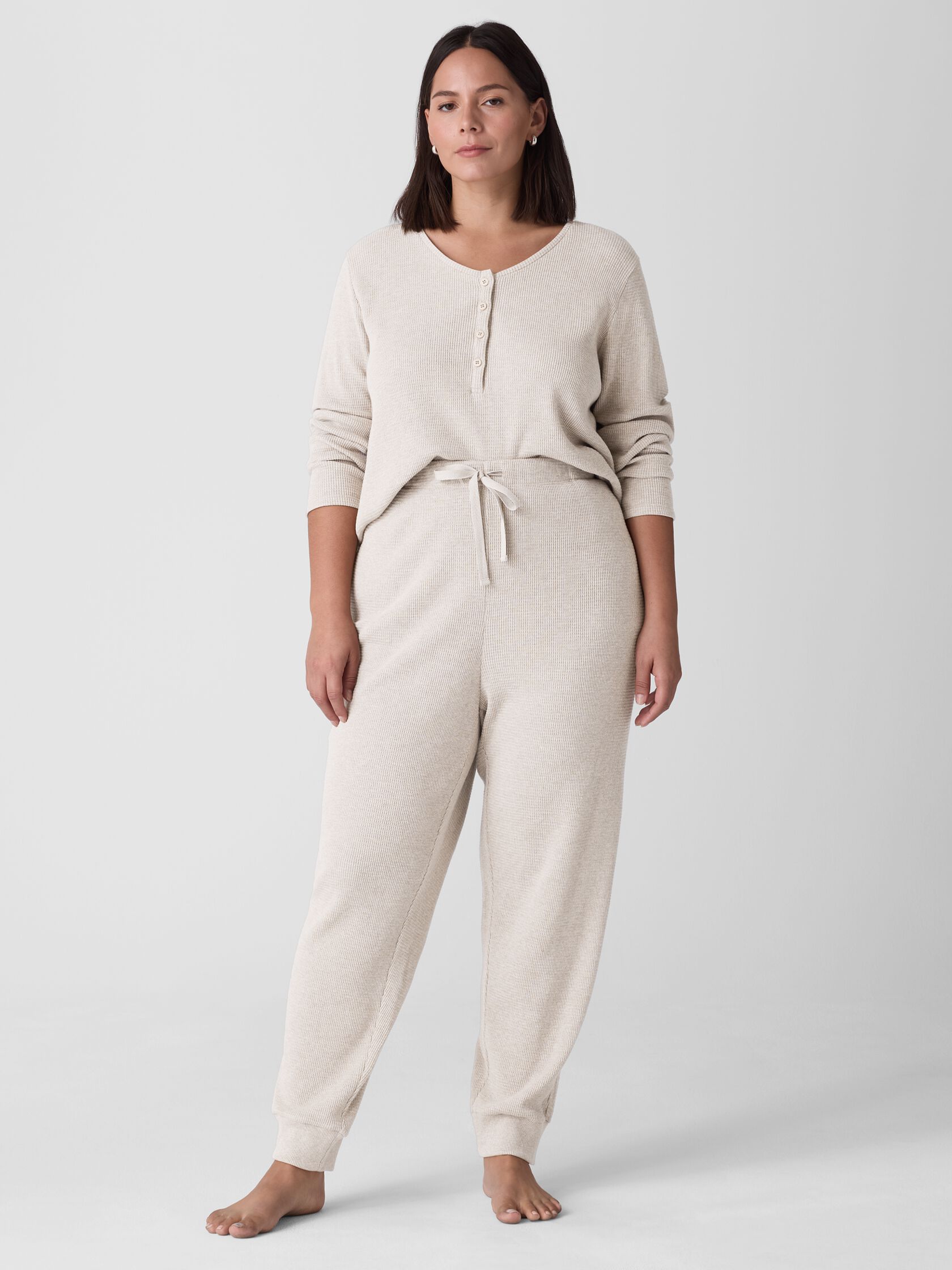 Mélange Organic Cotton Waffle Jogger Sleep Pant