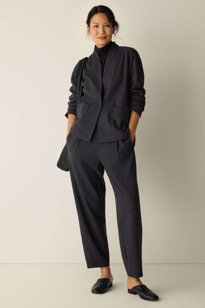 Mélange Boiled Wool Jersey High Collar Jacket in Regenerative Wool Mélange Boiled Wool Jersey High Collar Jacket in Regenerative Wool