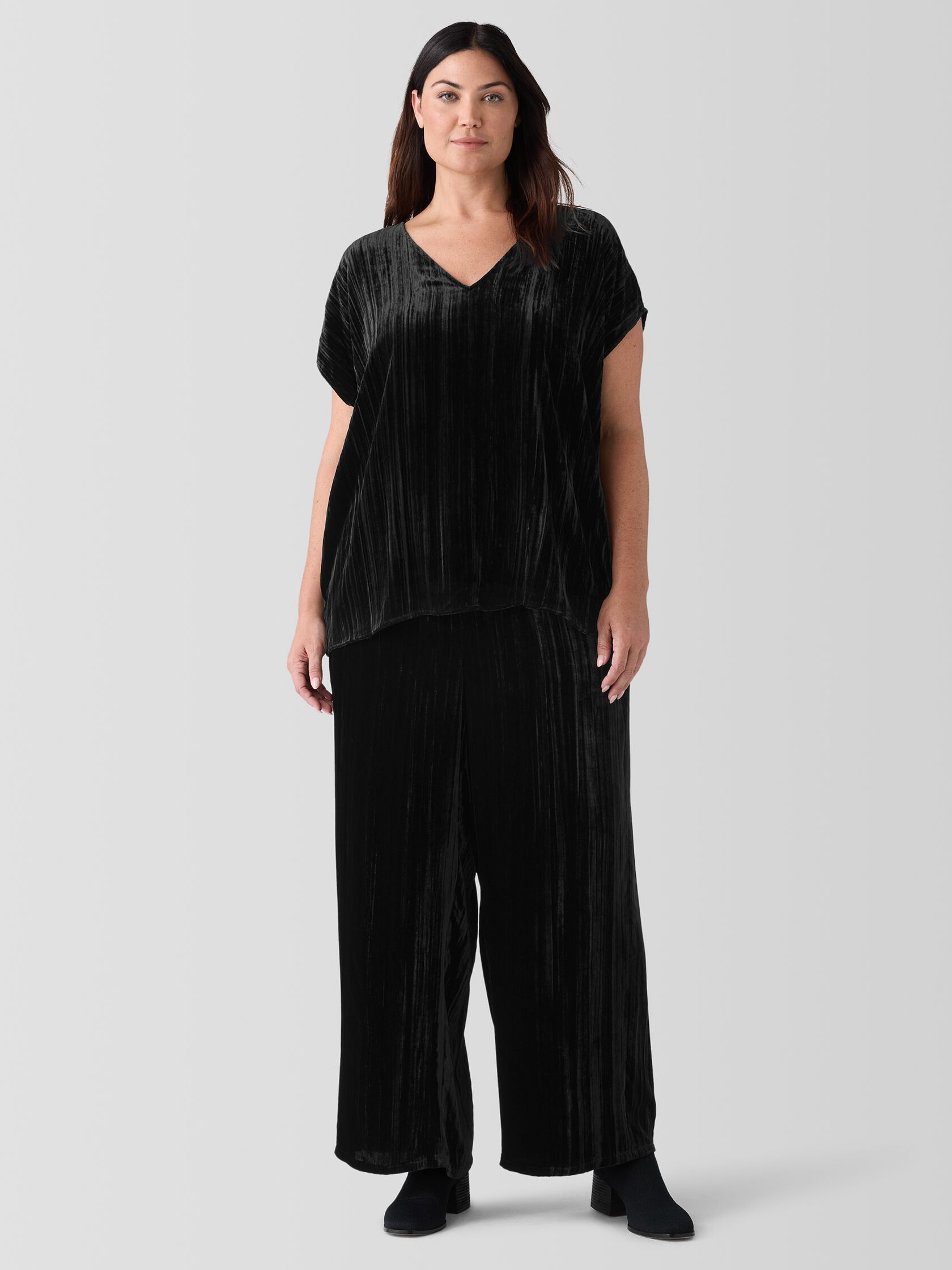 Crushed Velvet V-Neck Square Top
