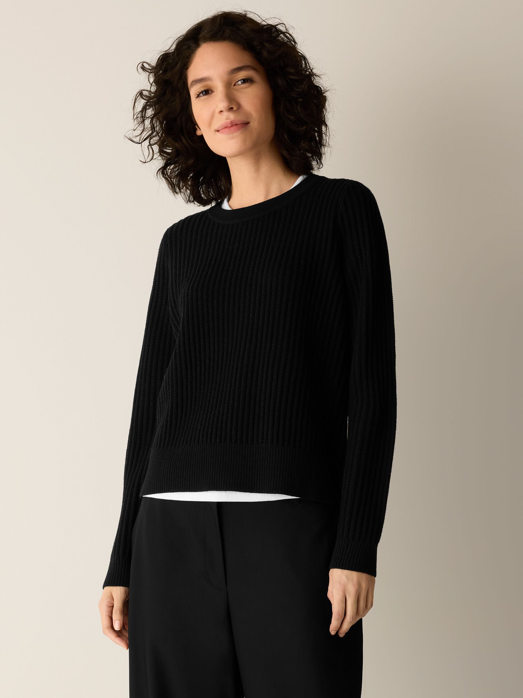 Italian Merino Crew Neck Top in Regenerative Wool