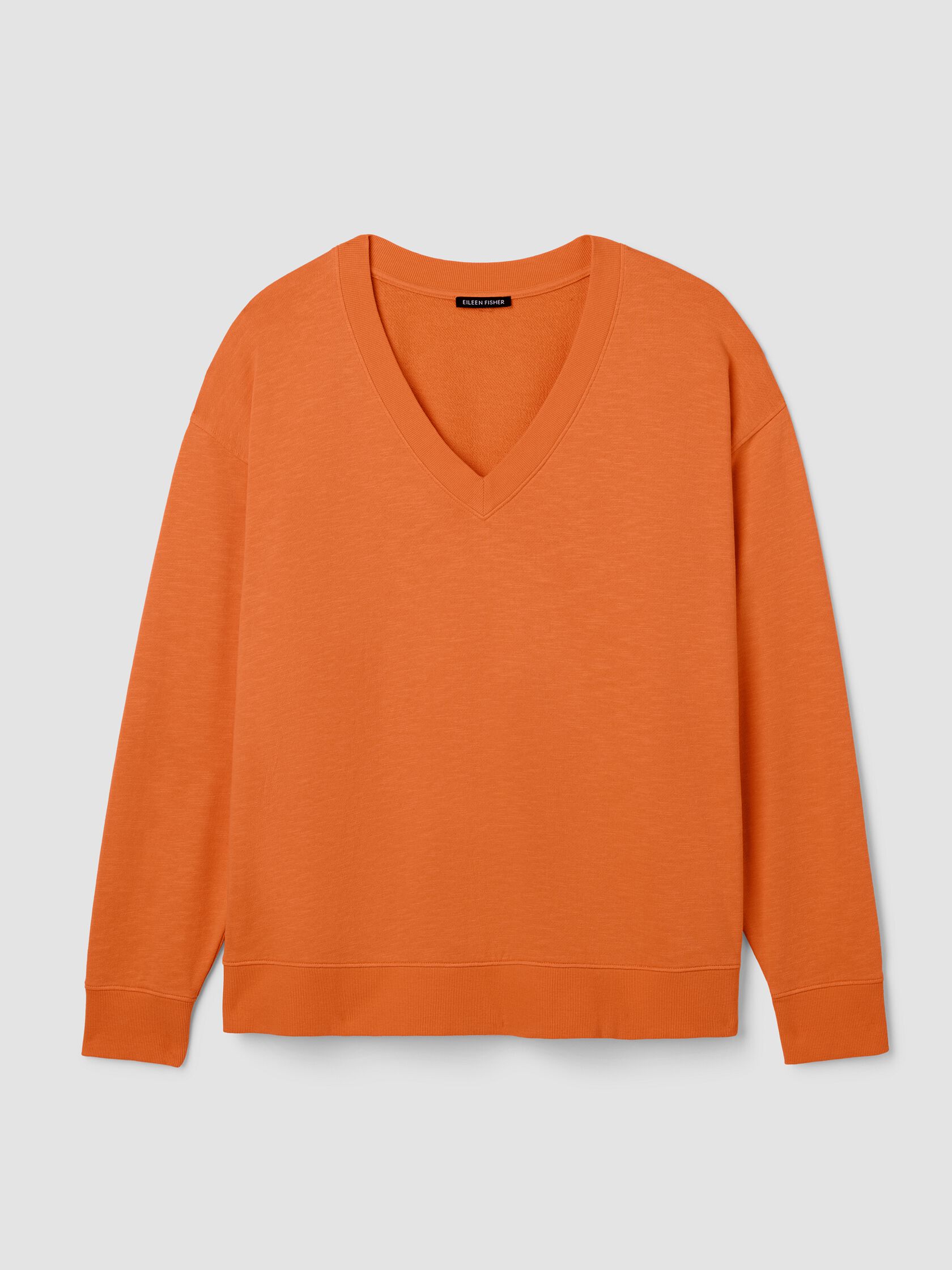 Garment-Dyed Organic Cotton Terry V-Neck Top