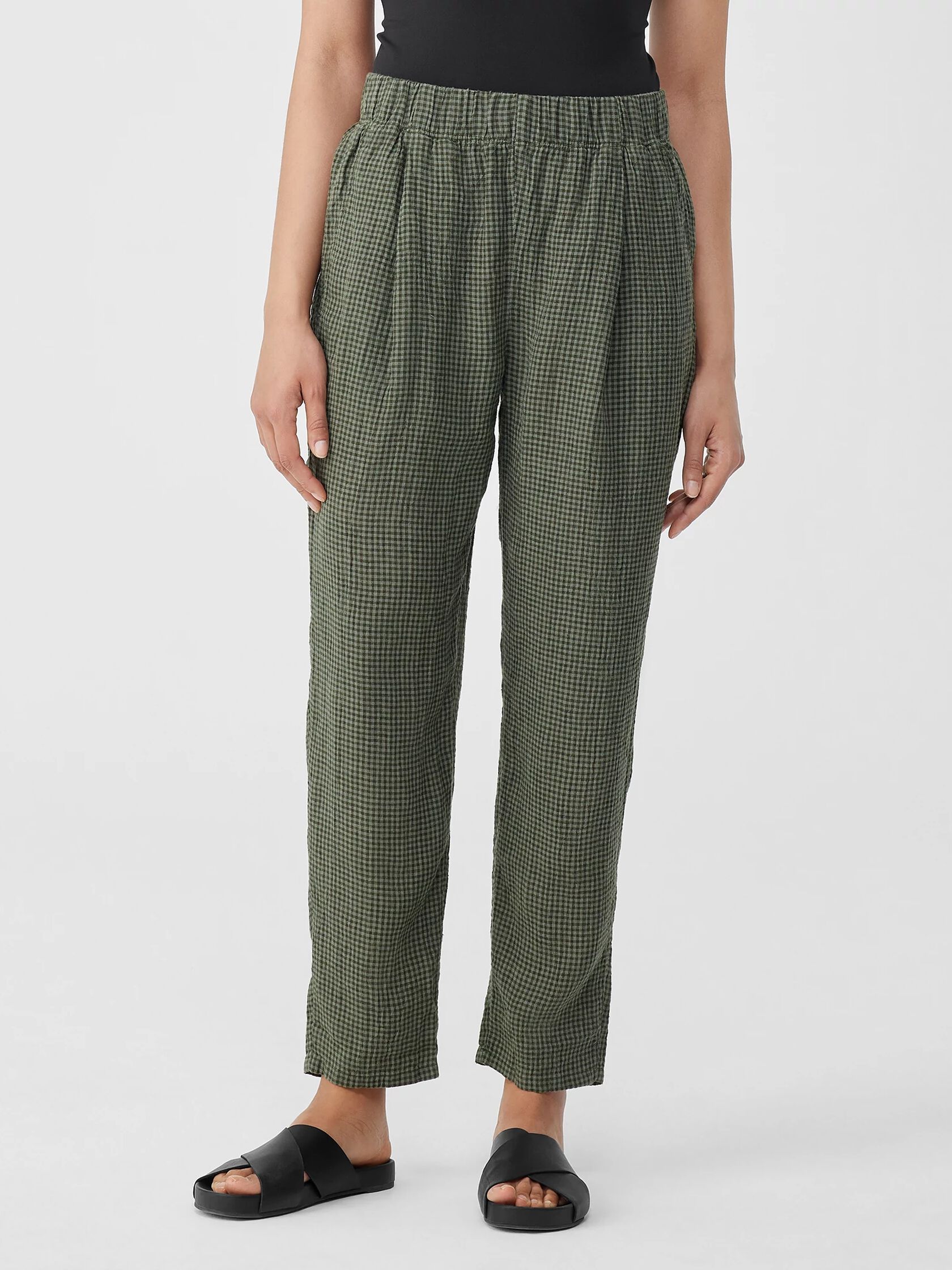 Puckered Organic Linen Tapered Pant