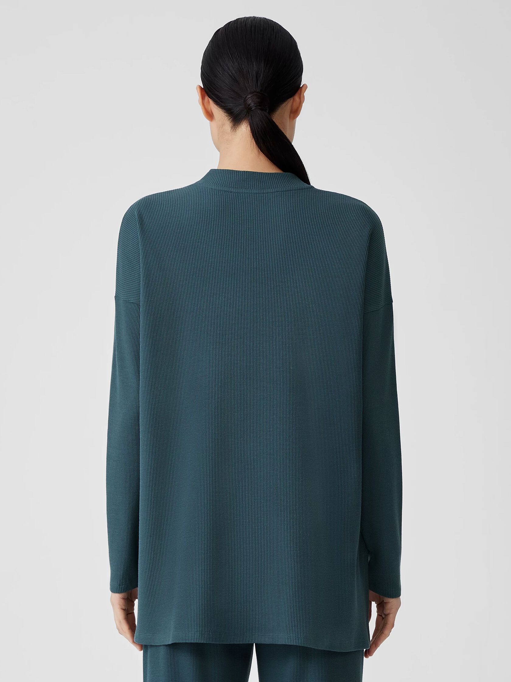 Cozy Waffle Knit Mock Neck Top