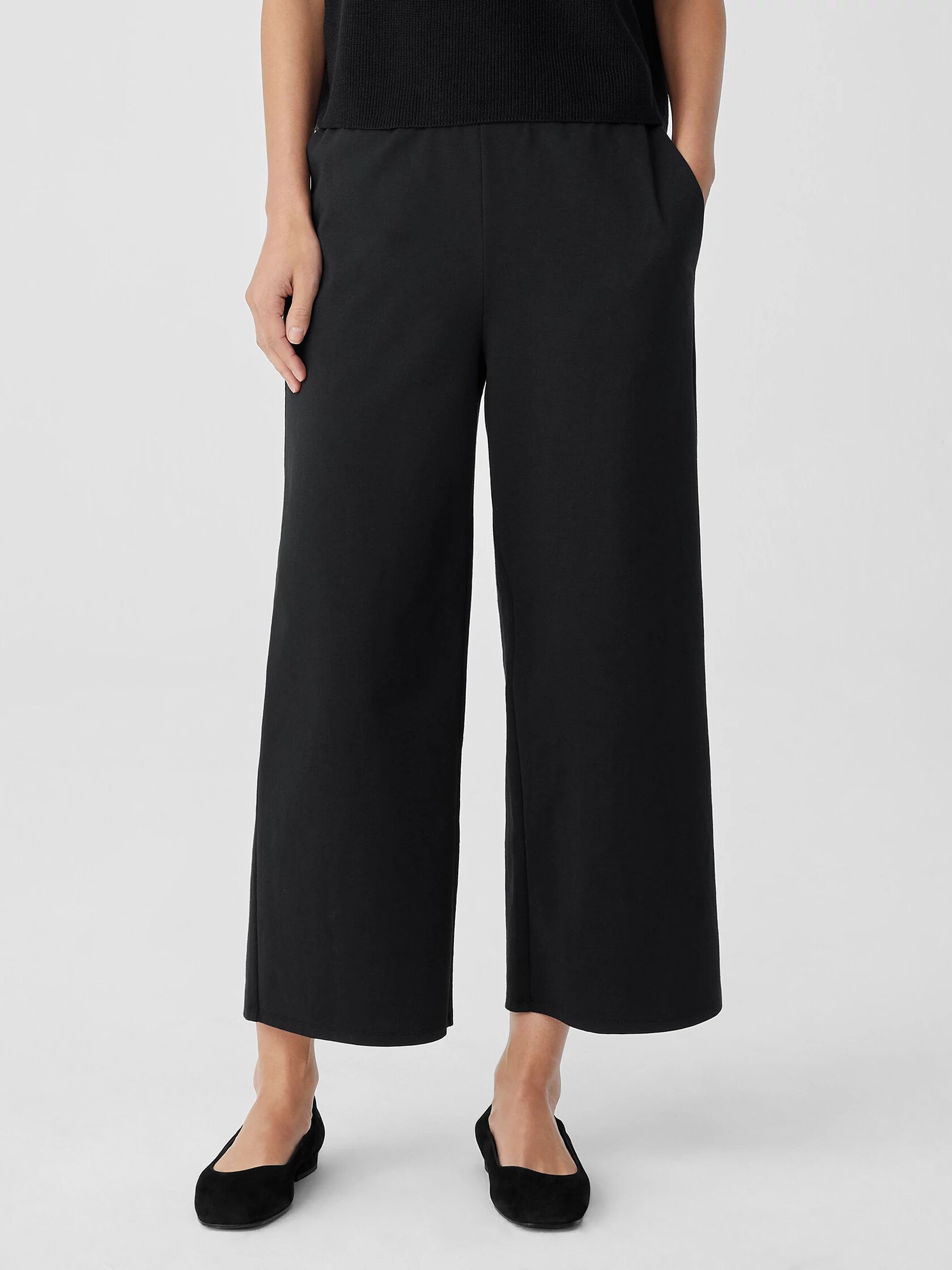 Cotton Blend Ponte Wide-Leg Pant