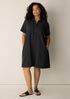 Cotton Blend Stripe Stitch Classic Collar Dress