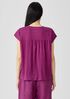 Organic Linen Jersey Shirred-Back Top