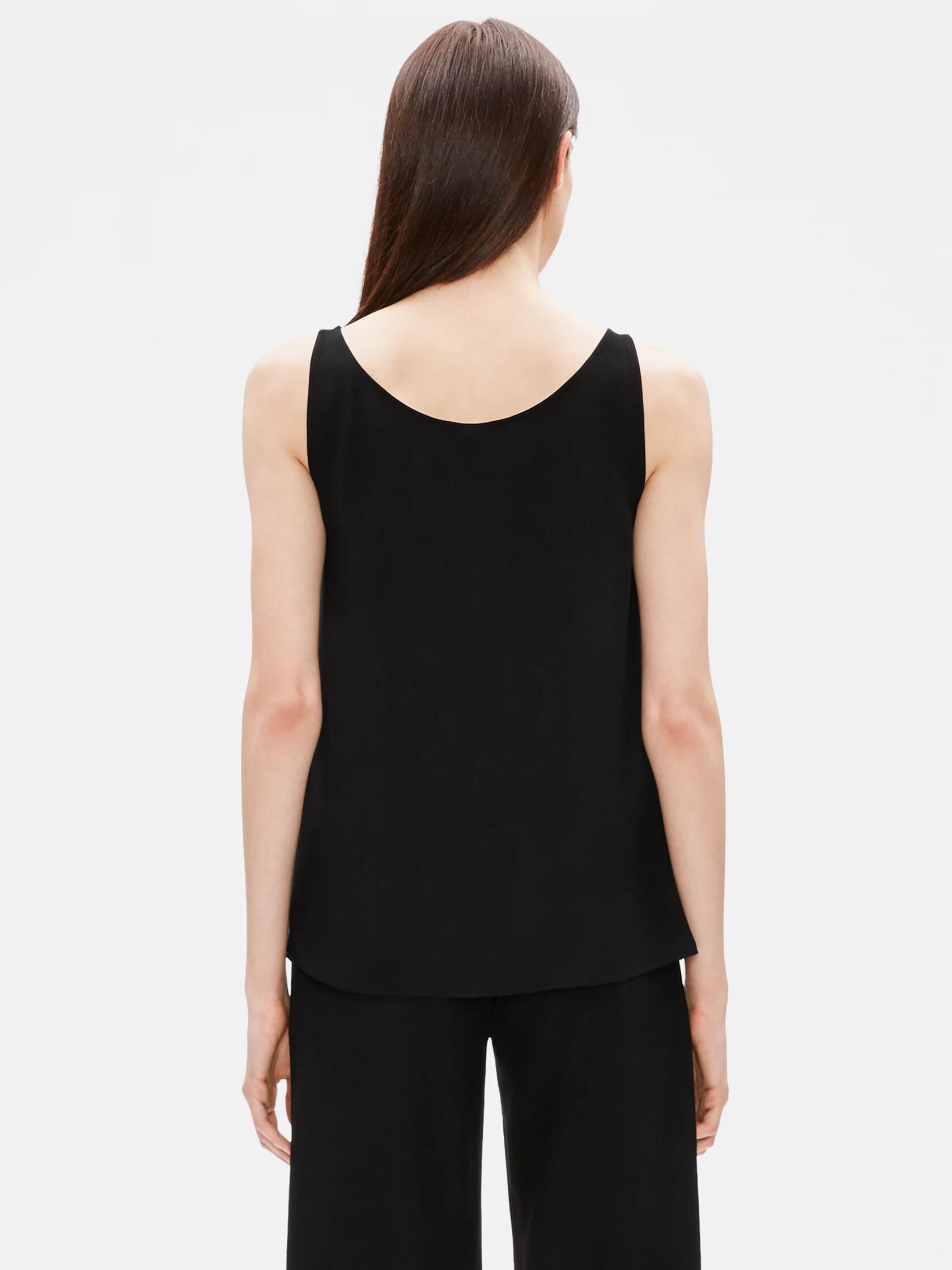 Silk Georgette Crepe Scoop Neck Tank