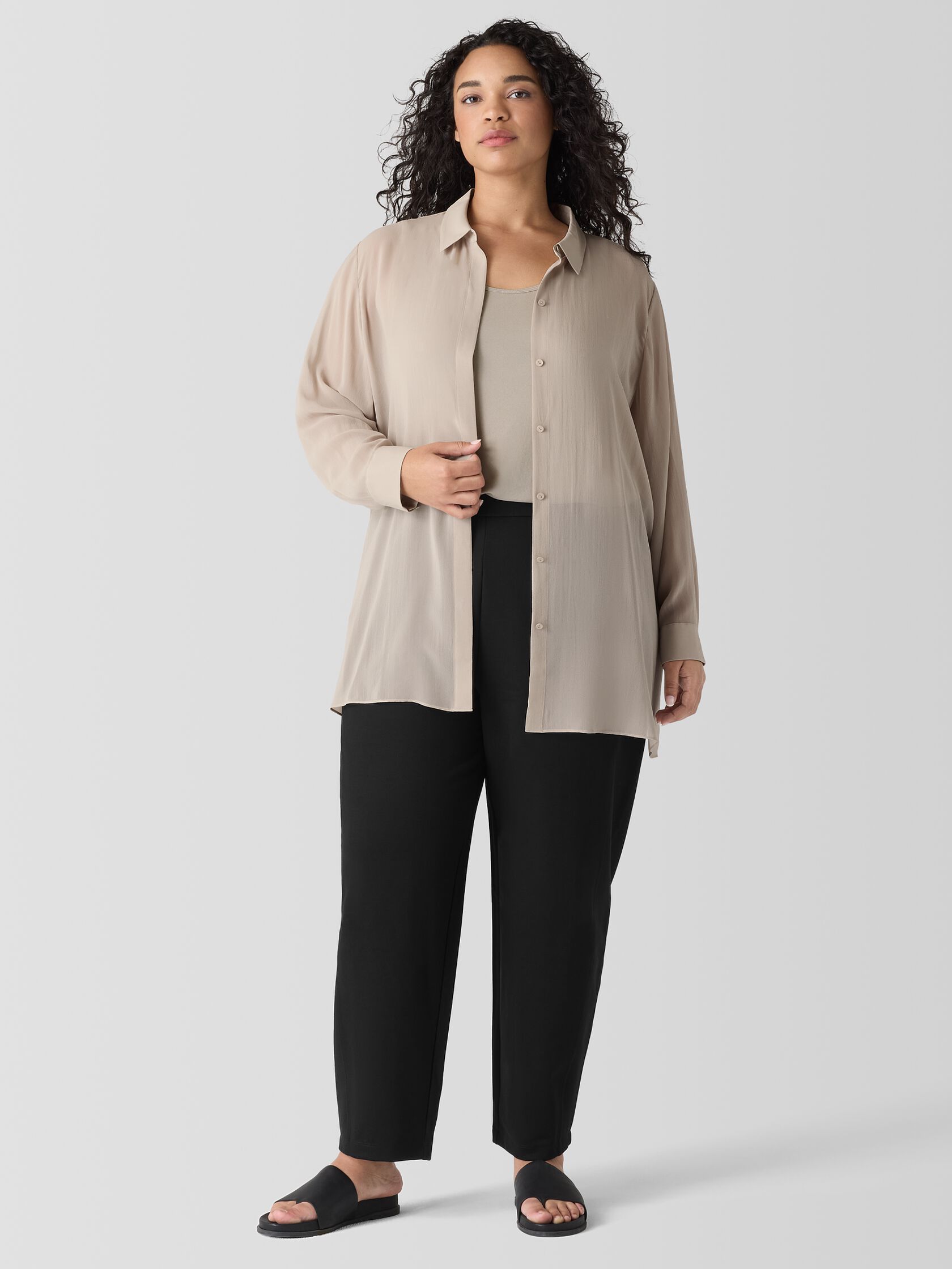 Sheer Silk Georgette Classic Collar Shirt