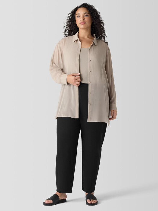 Sheer Silk Georgette Classic Collar Shirt