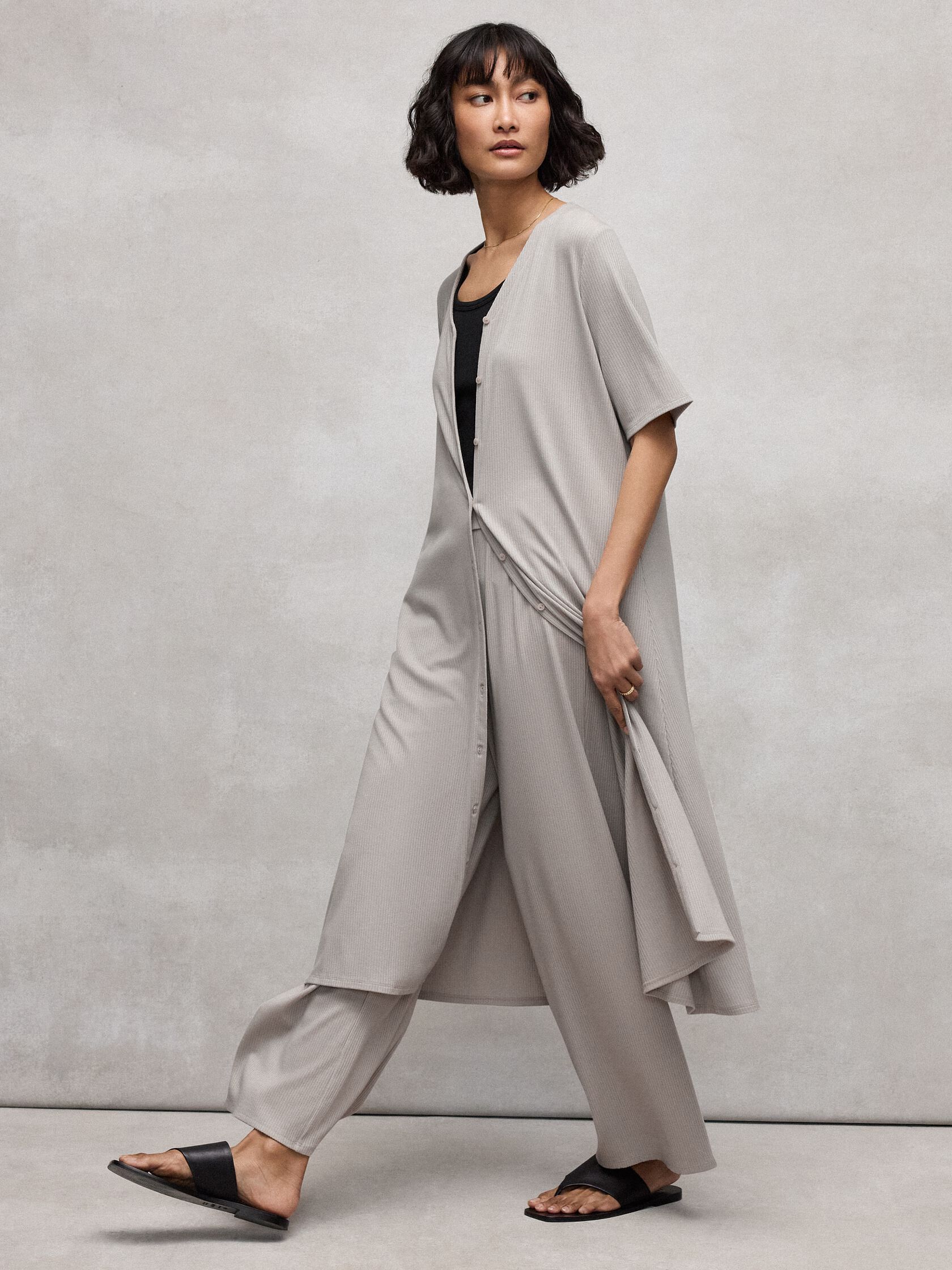 Ribbed Knit Wide-Leg Pant