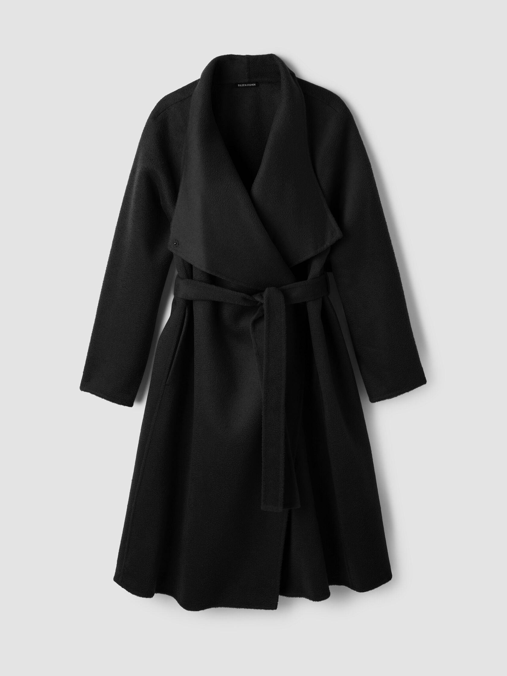 Lustrous Wool Drape Neck Coat