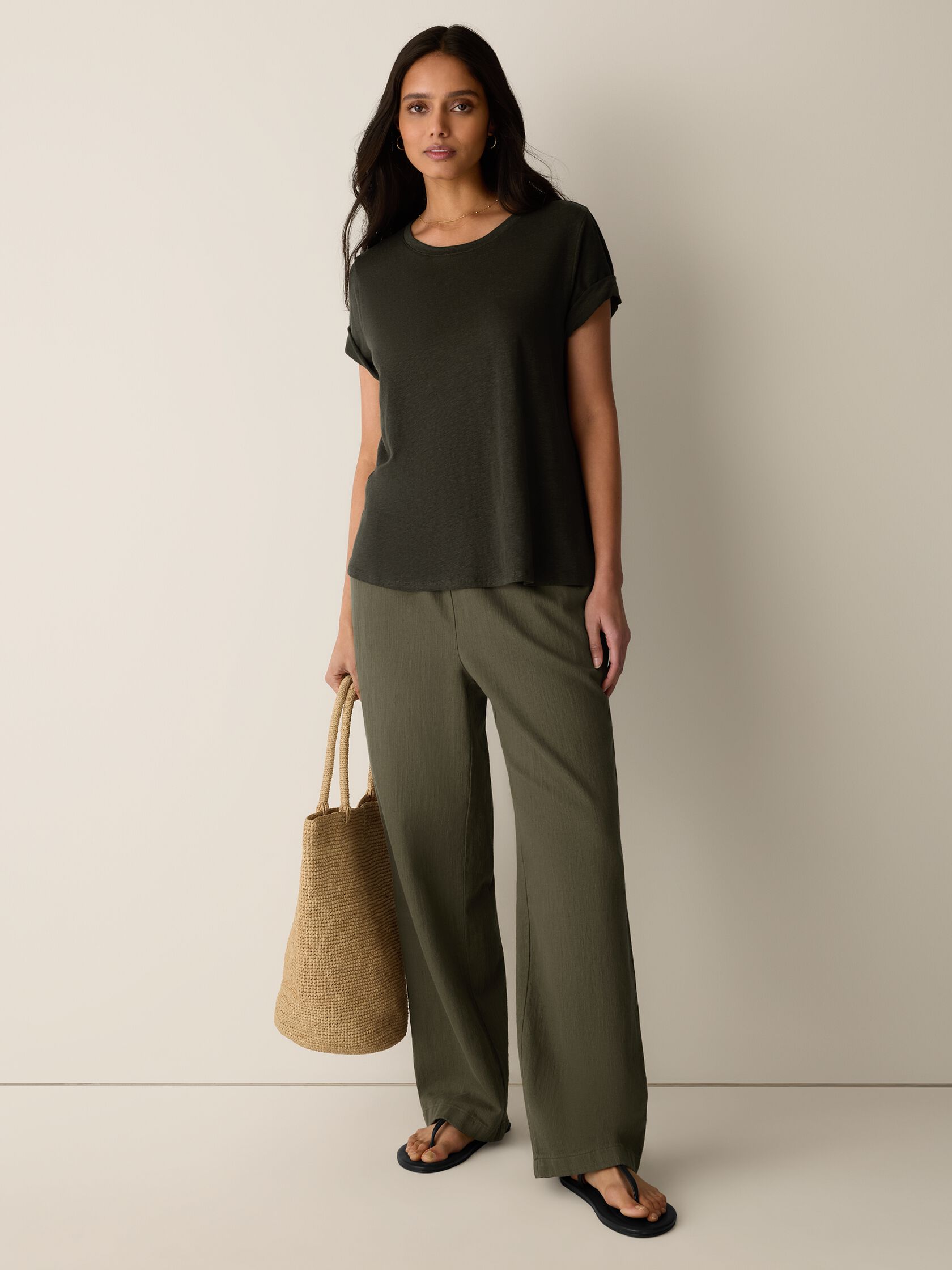 Organic Linen Jersey Crew Neck Tee