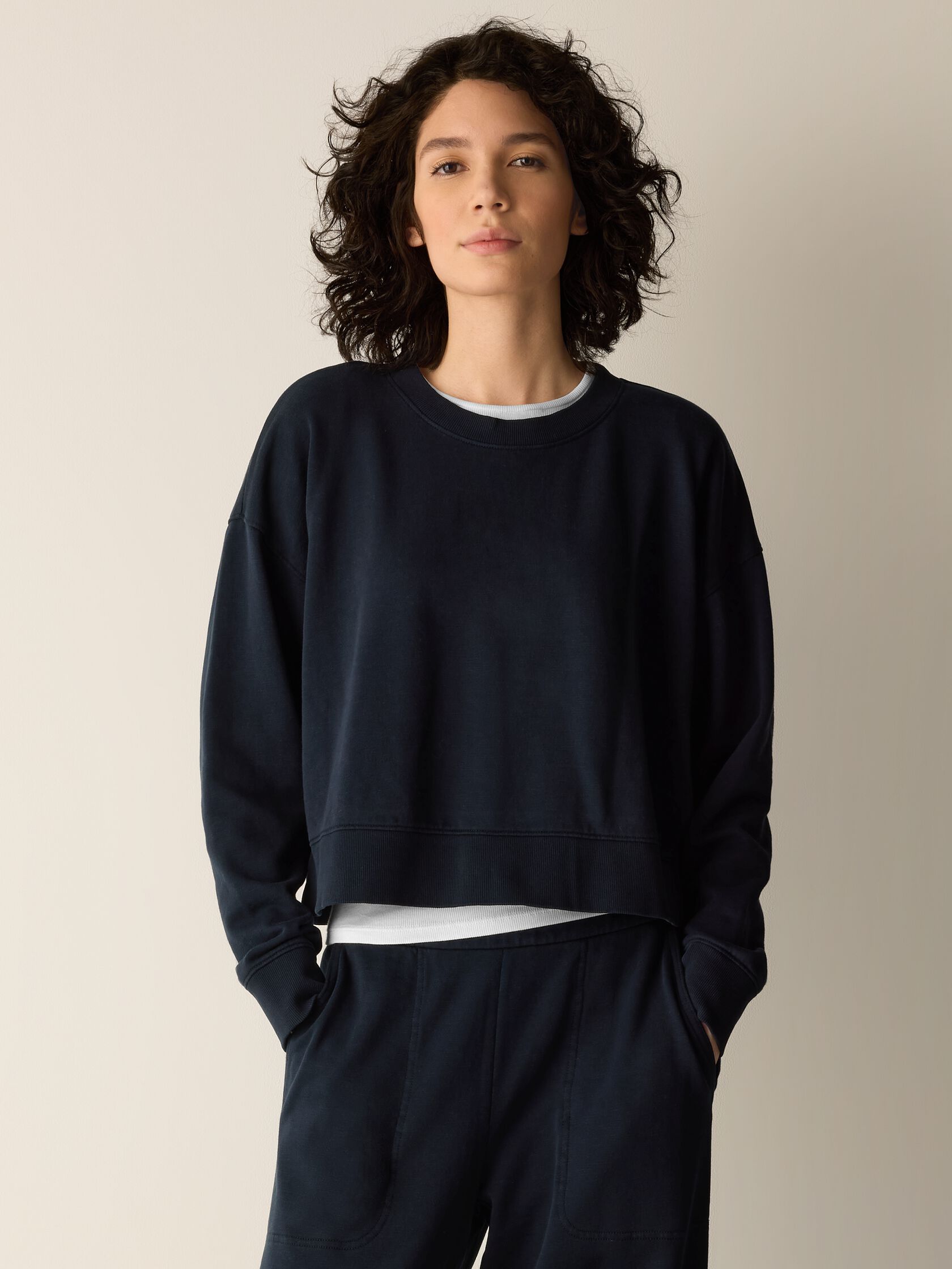 Garment-Dyed Organic Cotton Terry Cropped Box-Top