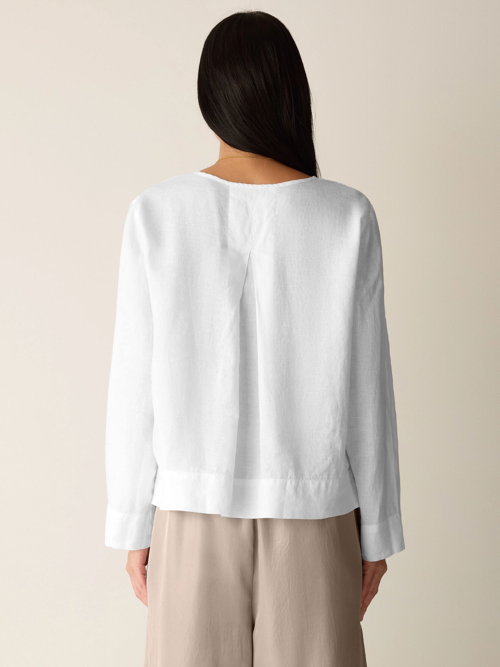 Organic Handkerchief Linen Split Neck Top