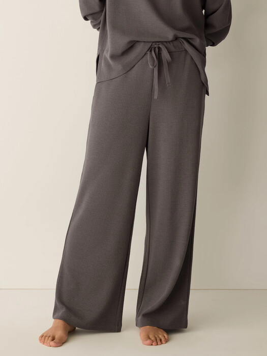 Waffle Cotton Blend Doubleknit Wide-Leg Pant