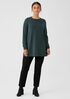 Stretch Jersey Knit Crew Neck Long Top