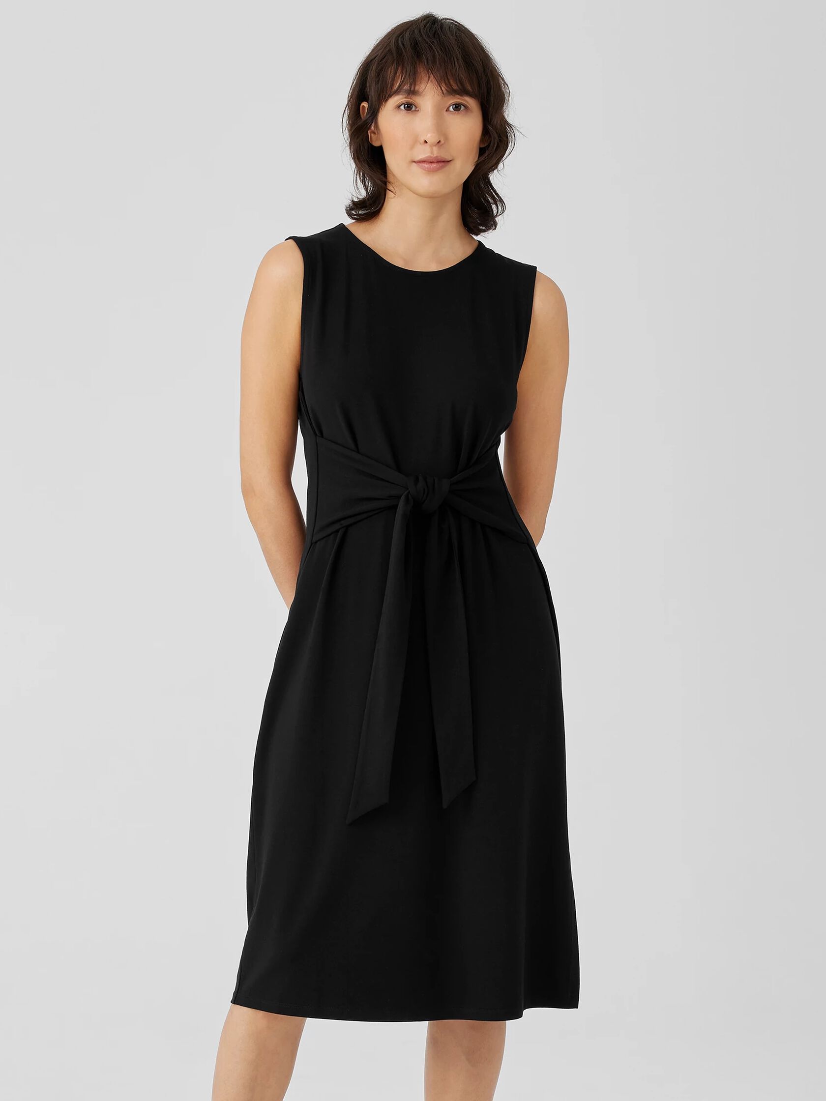 Stretch Jersey Knit Tie-Front Dress