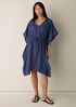 Striped Organic Cotton Gauze V-Neck Caftan