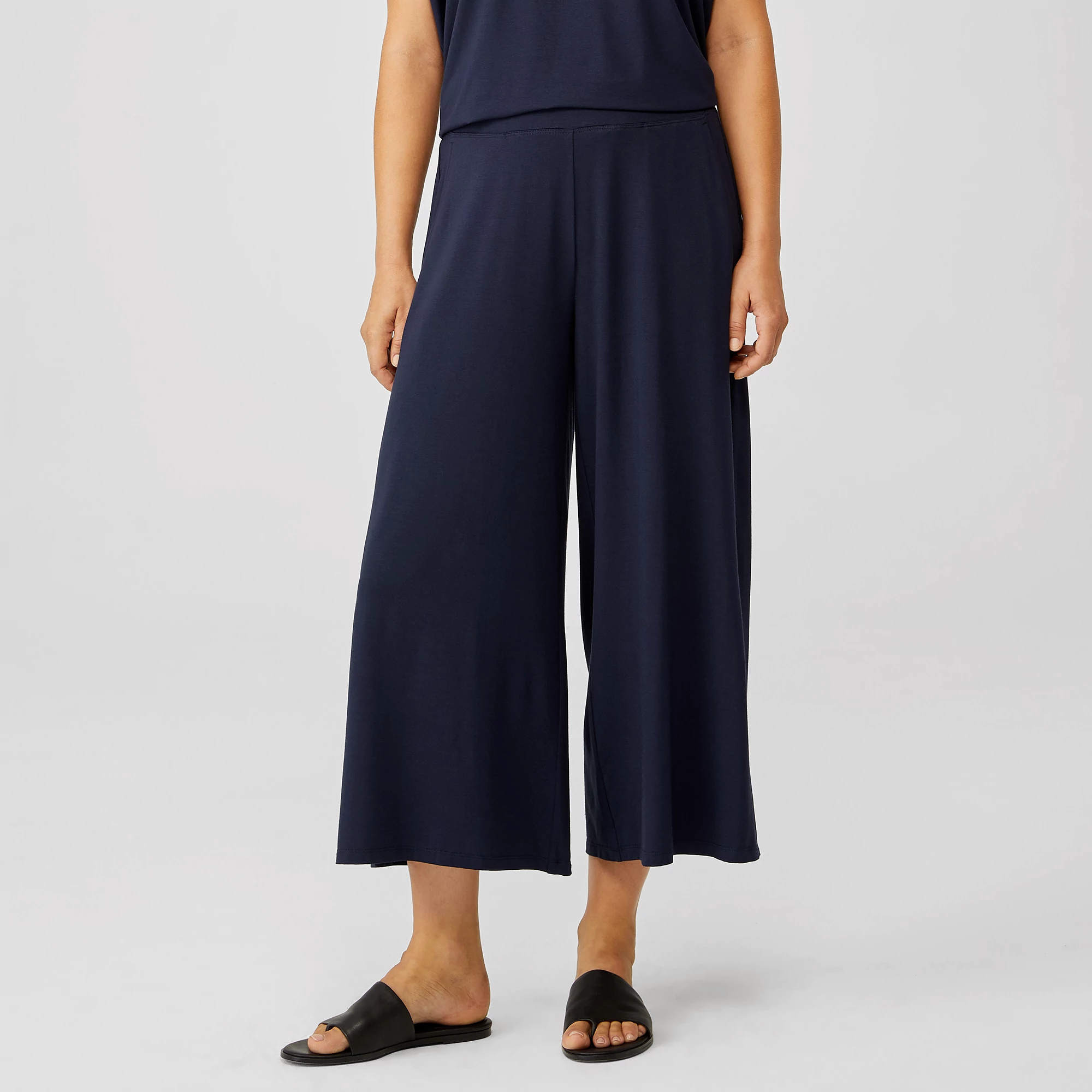 Viscose Jersey Wide-Leg Pant with Slits 