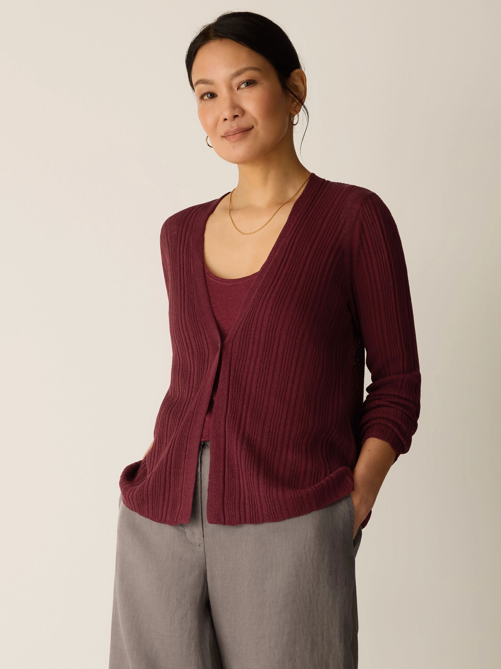 Organic Linen Cotton V-Neck Cardigan
