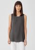 Silk Georgette Crepe Ballet Neck Long Tank