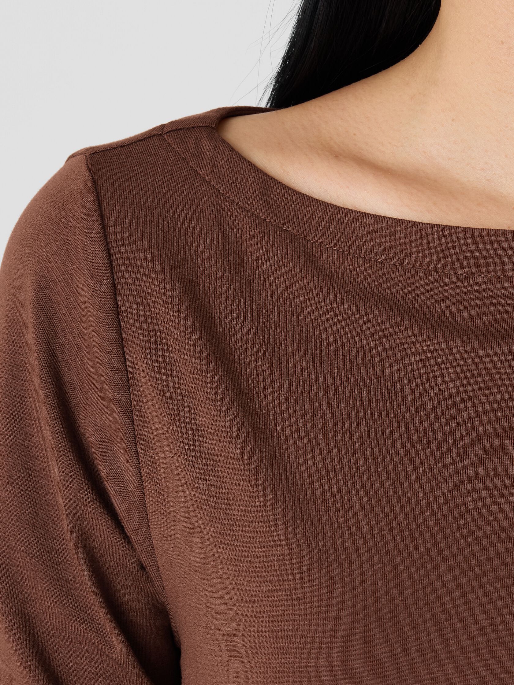 Fine Stretch Jersey Knit Bateau Neck Top