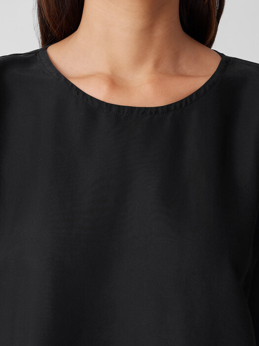 Garment-Dyed Silk Jewel Neck Top