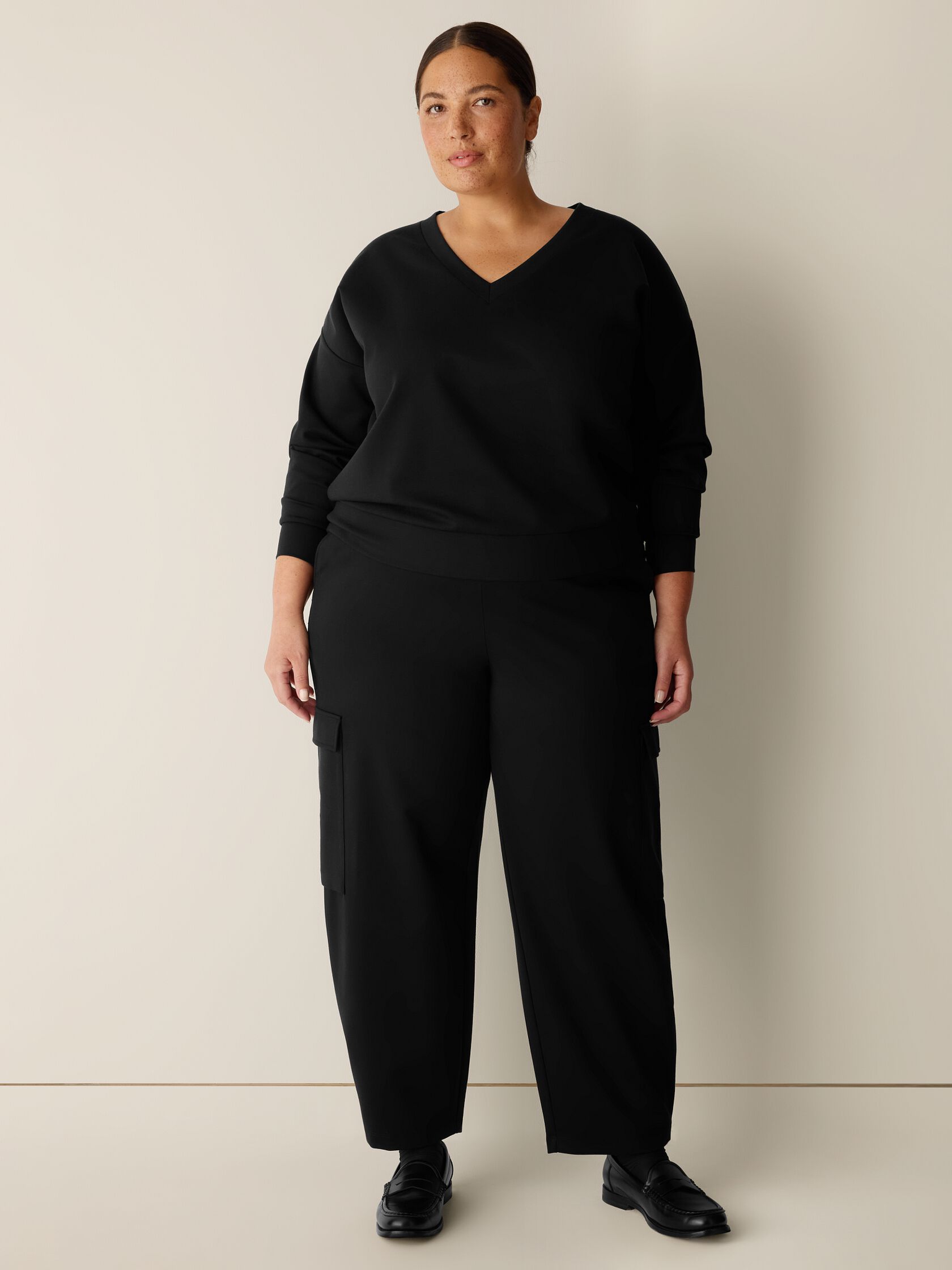 Lightweight Ponte V-Neck Top