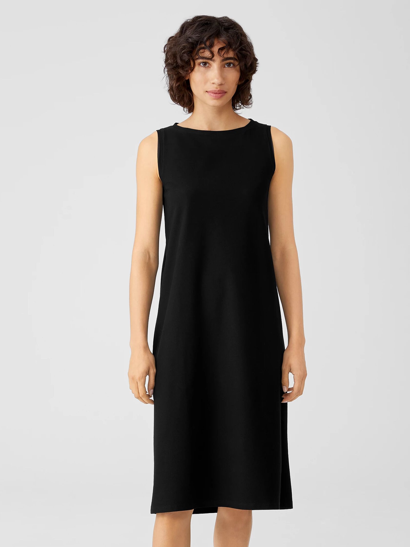 Washable Stretch Crepe Bateau Neck Dress | EILEEN FISHER