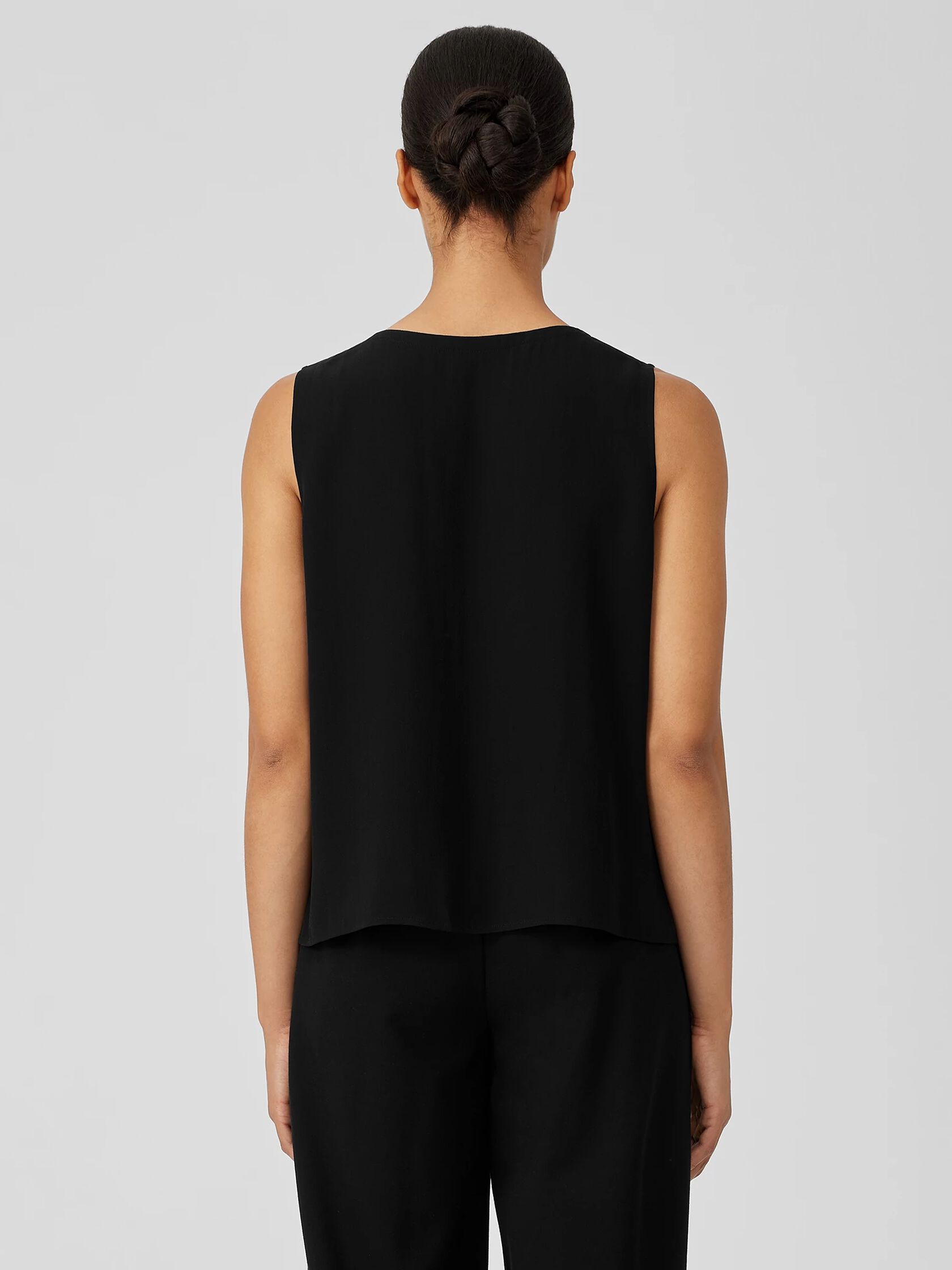 Silk Georgette Crepe V-Neck Top