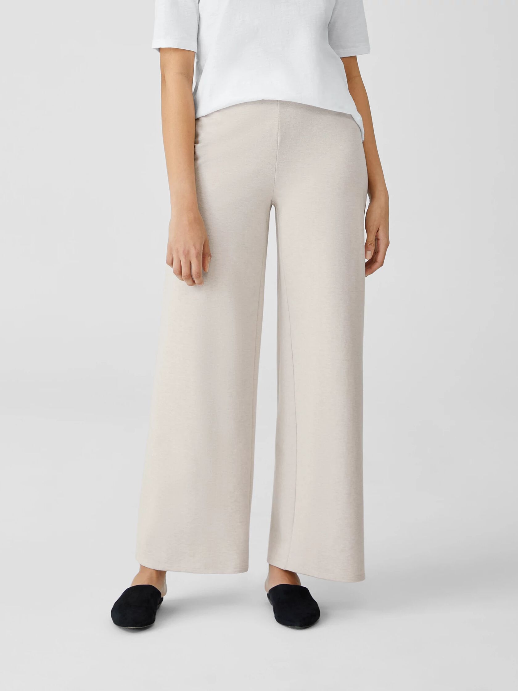 Organic Cotton Melange Crepe Wide-Leg Pant