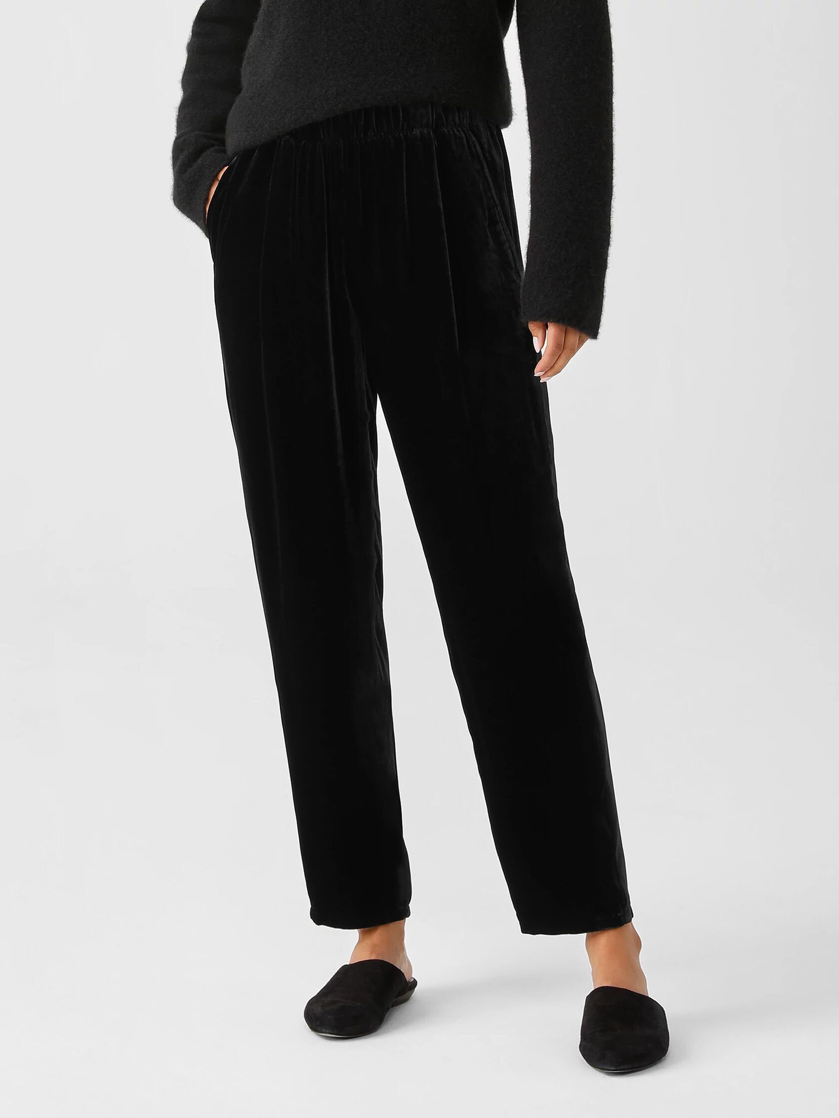 Velvet Pleated Tapered Pant