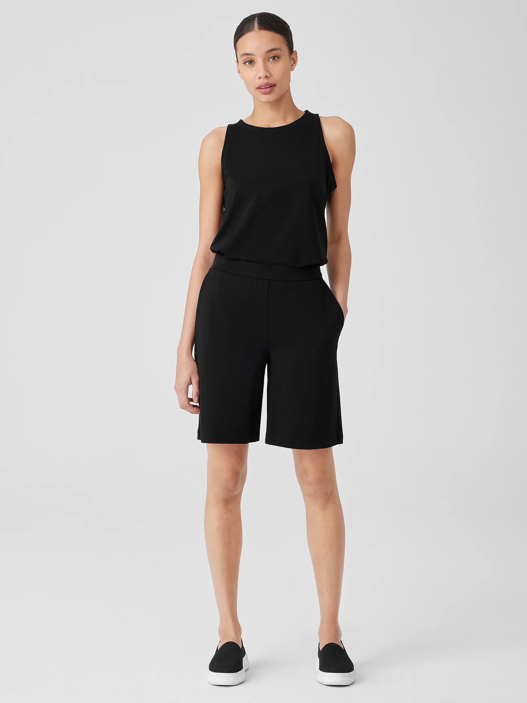 Pima Cotton Stretch Jersey Flared Shorts