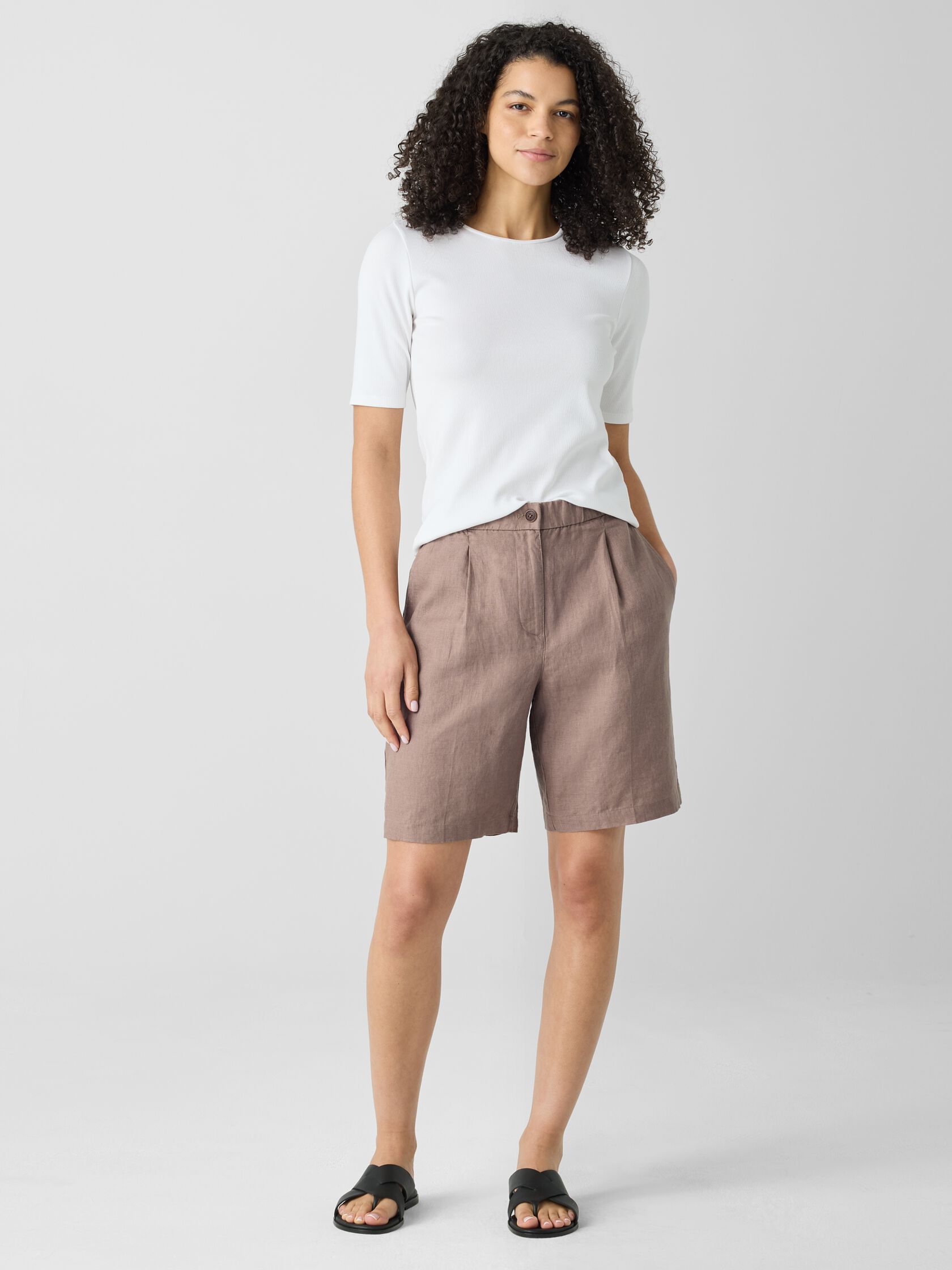 Organic Cotton Stretch Rib Crew Neck Top