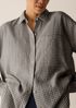 Wool Cotton Check Classic Collar Long Shirt