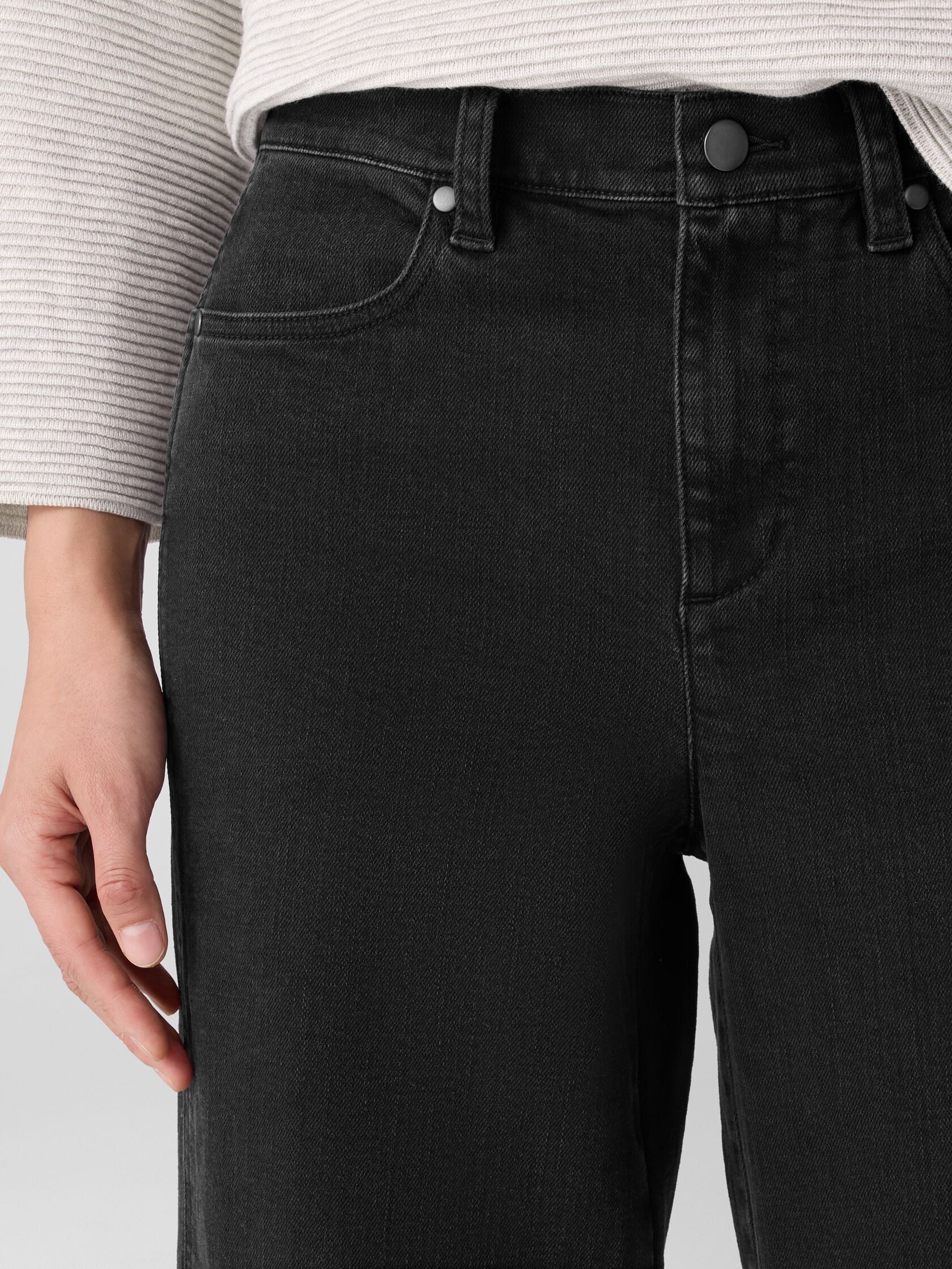 Cotton Stretch Denim Wide-Leg Jean