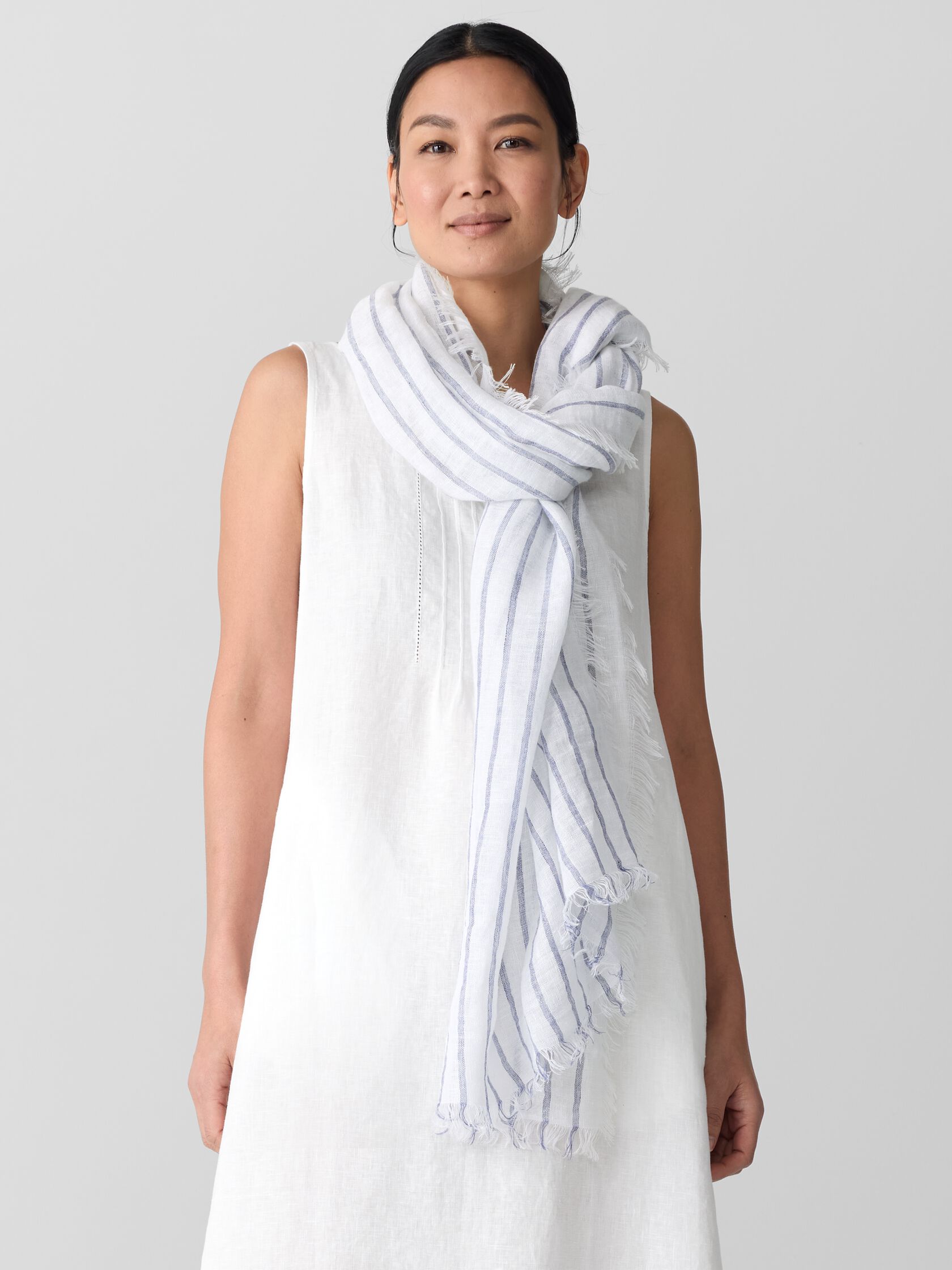 Striped Organic Linen Scarf