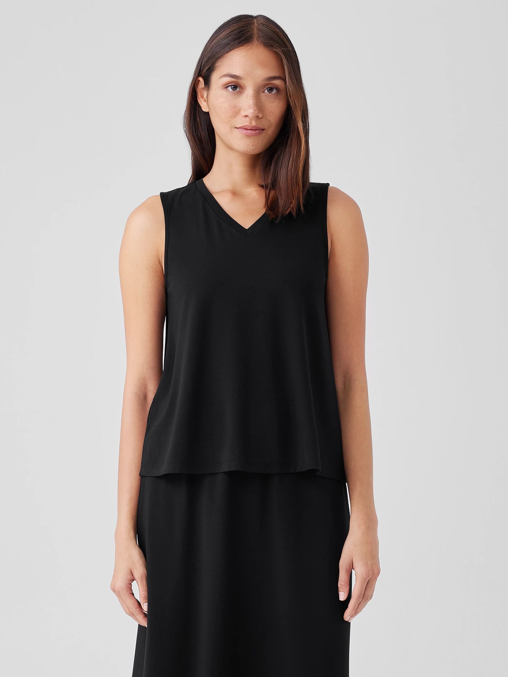 Stretch Jersey Knit V-Neck Tank