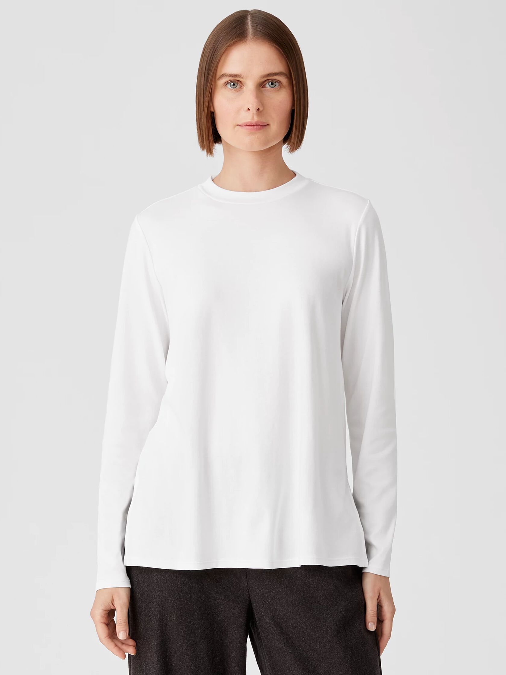 Organic Pima Cotton Interlock Mock Neck Top