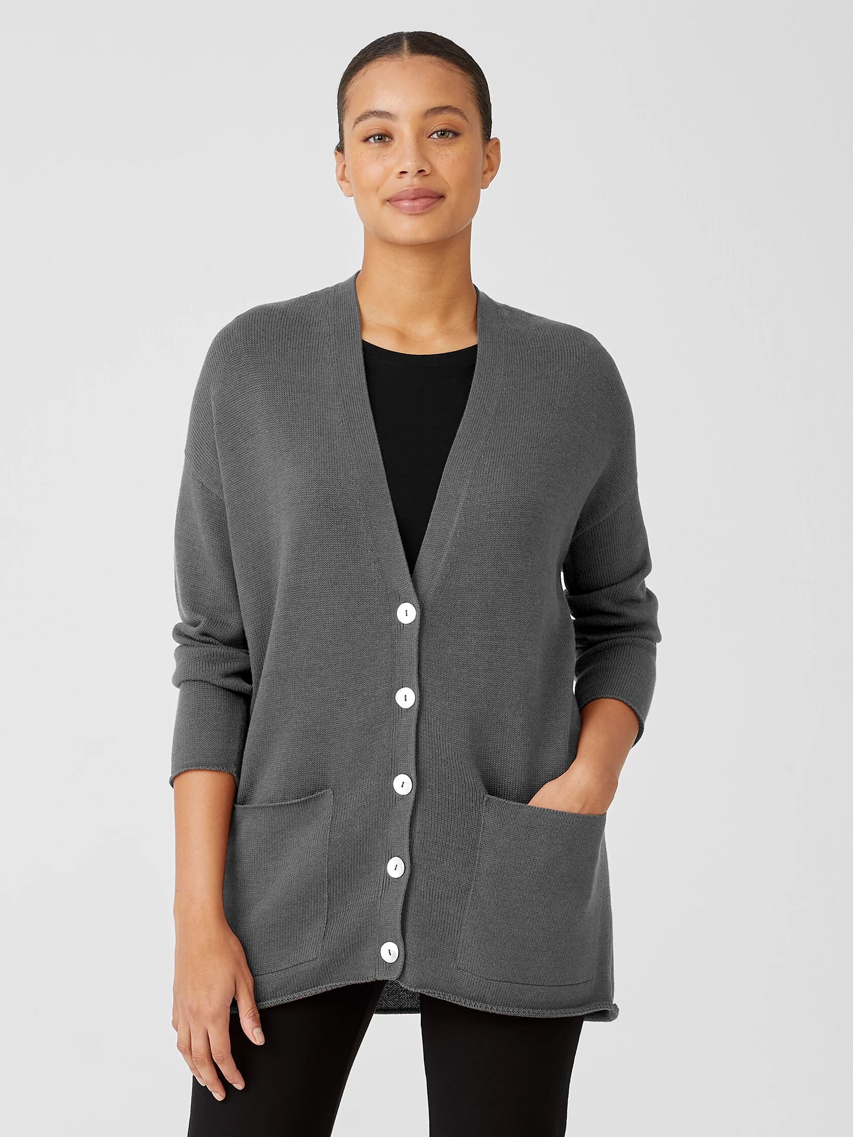 Peruvian Organic Cotton Blend V-Neck Cardigan