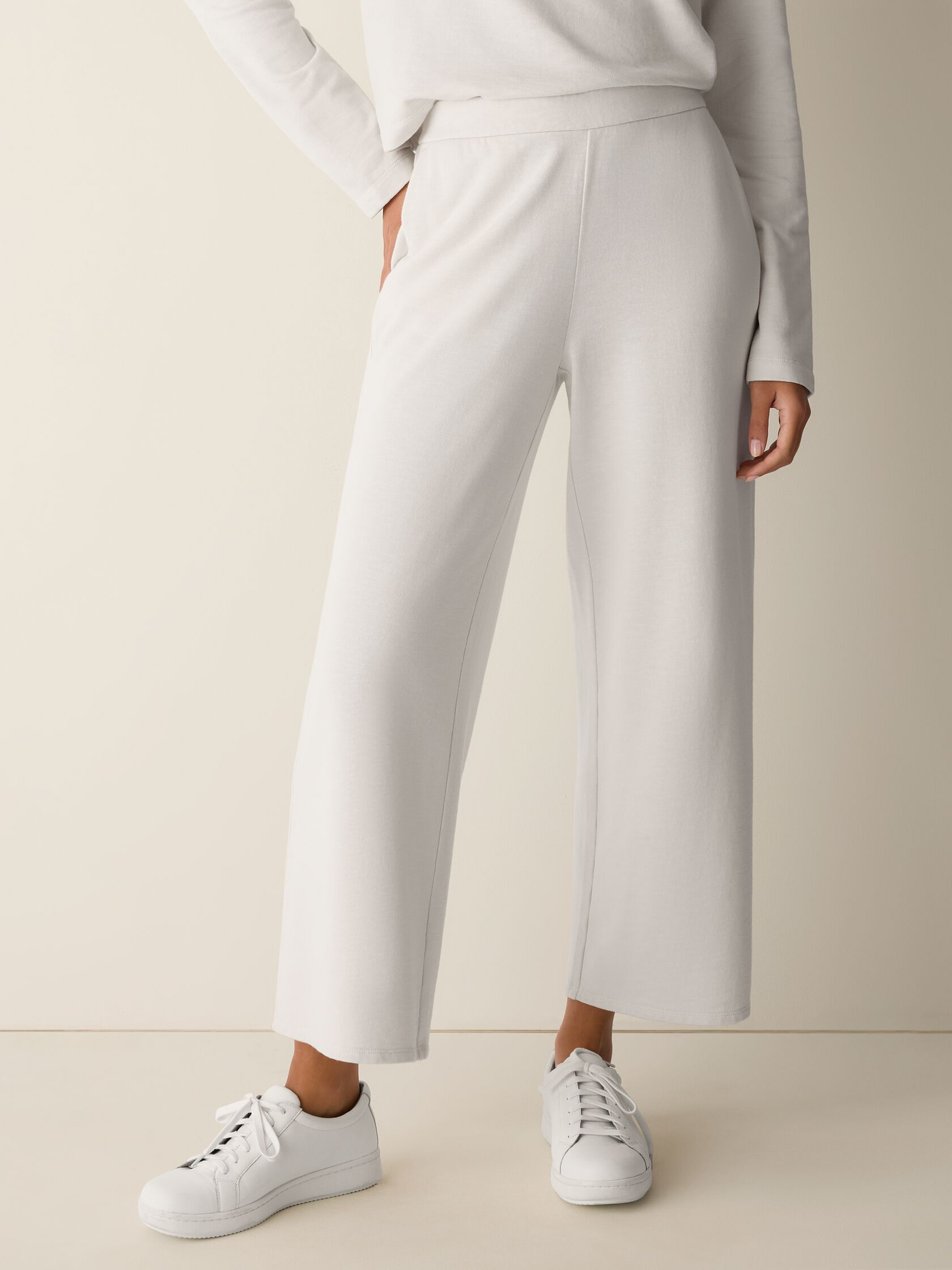 Garment-Dyed Organic Cotton Terry Wide-Leg Pant