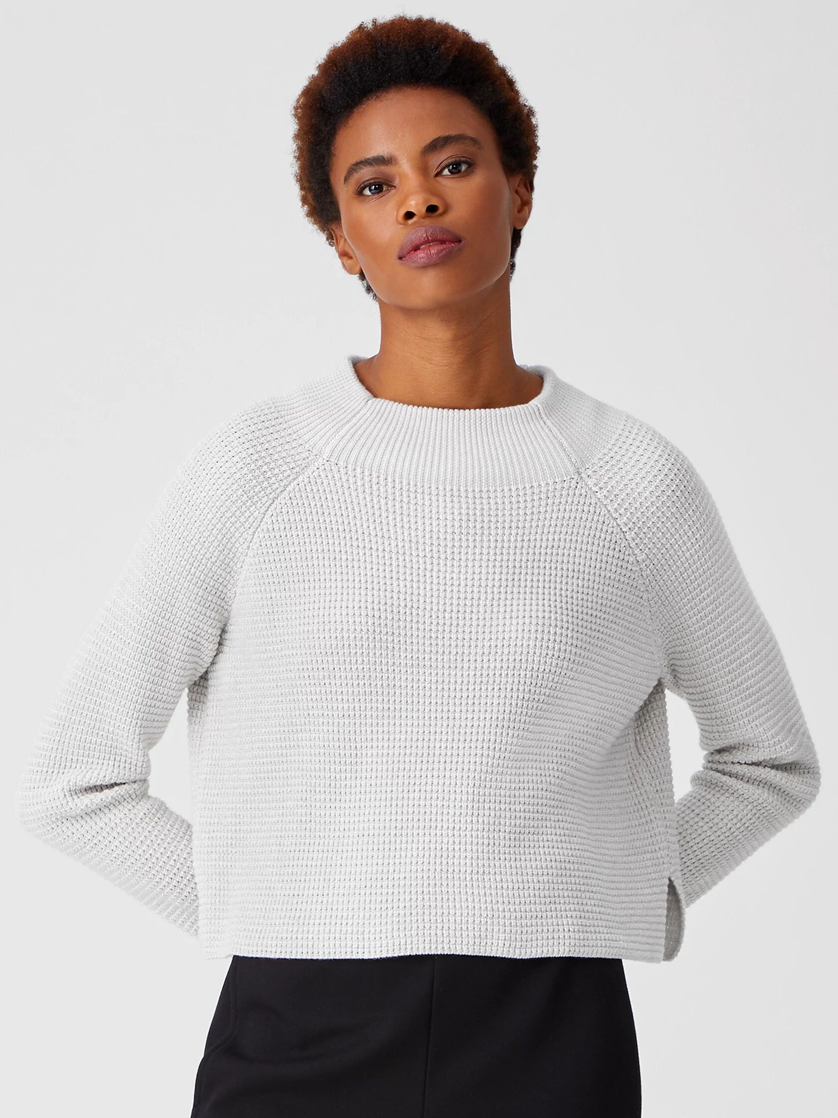 Organic Cotton Silk Funnel Neck Top