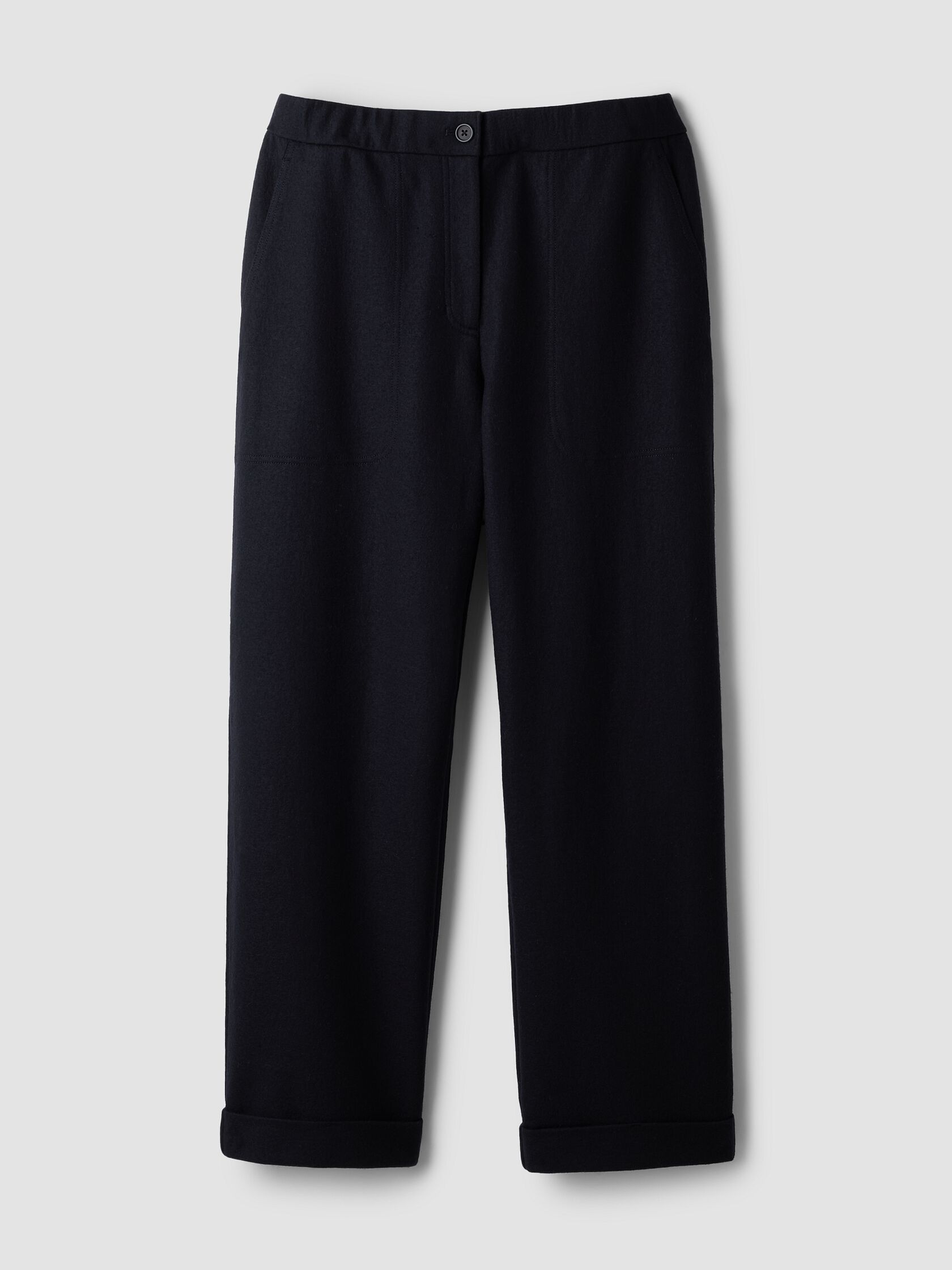 Felted Wool Jersey Straight Cuffed Pant in Regenerative Wool