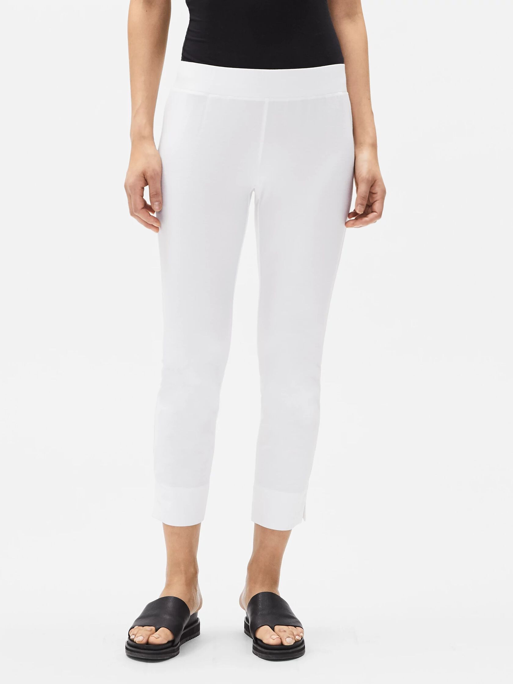 Washable Stretch Crepe Slim Pant with Slits