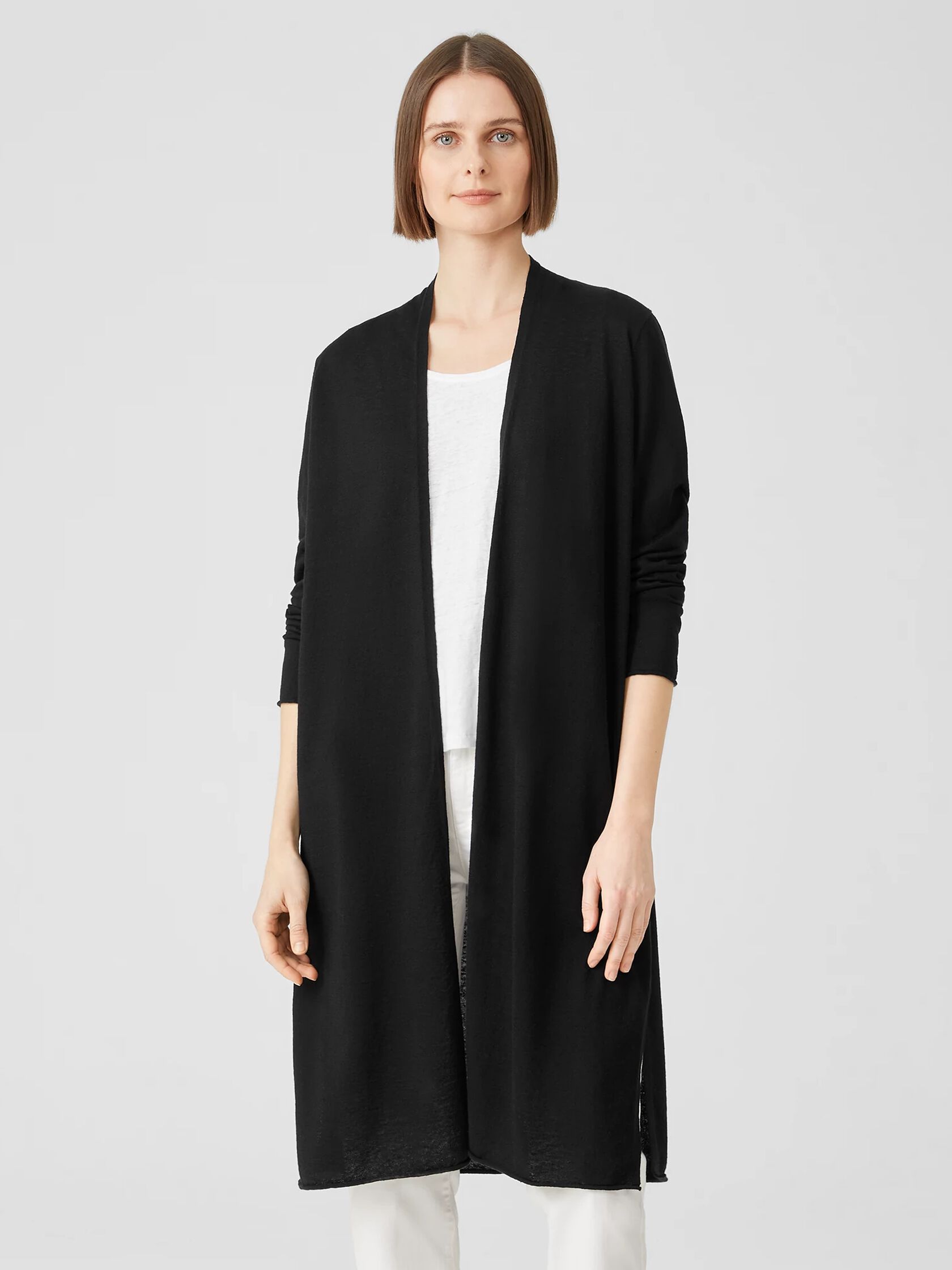 Organic Linen Cotton Jersey Long Cardigan