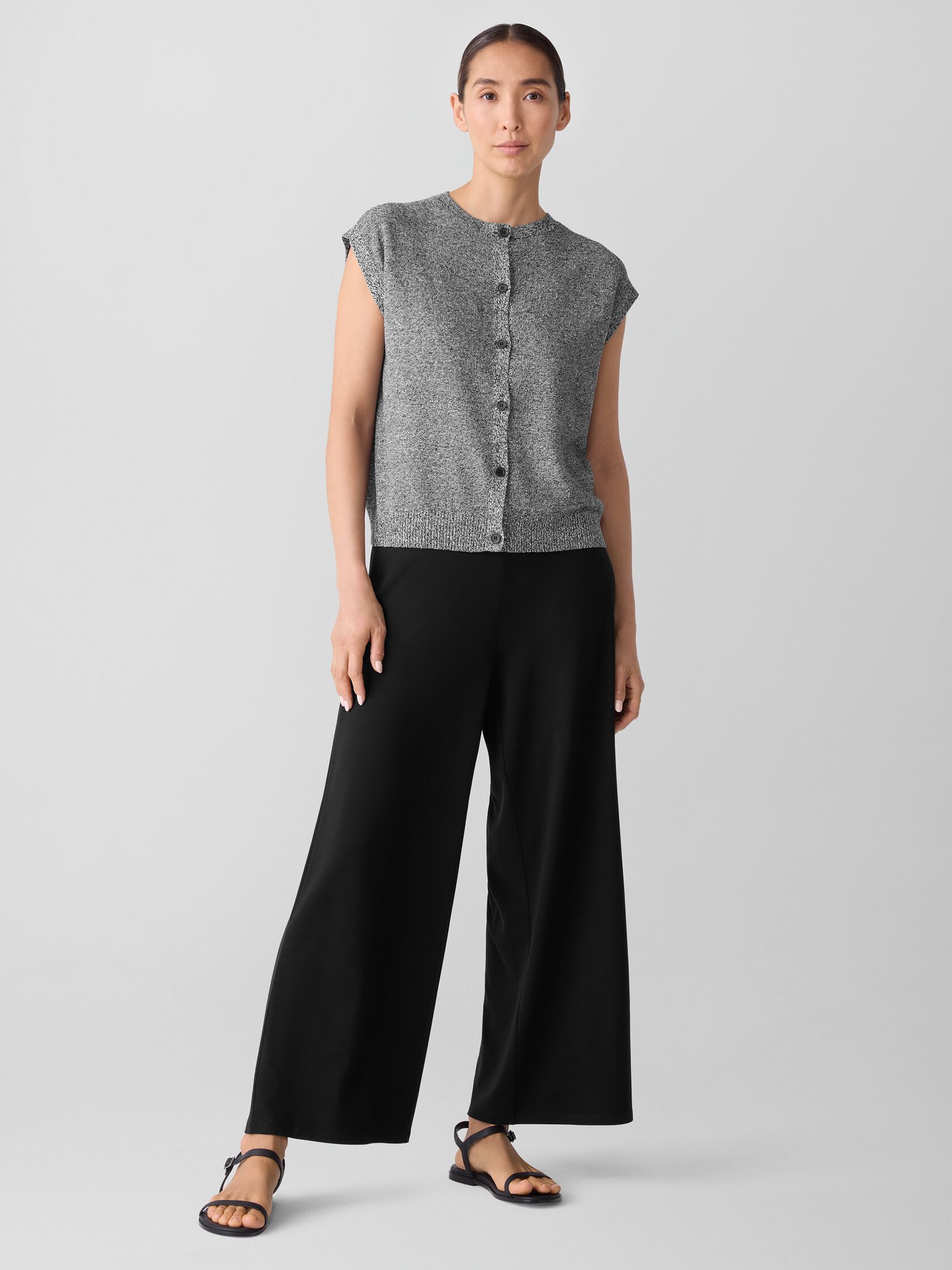 Stretch Jersey Knit Wide-Leg Pant