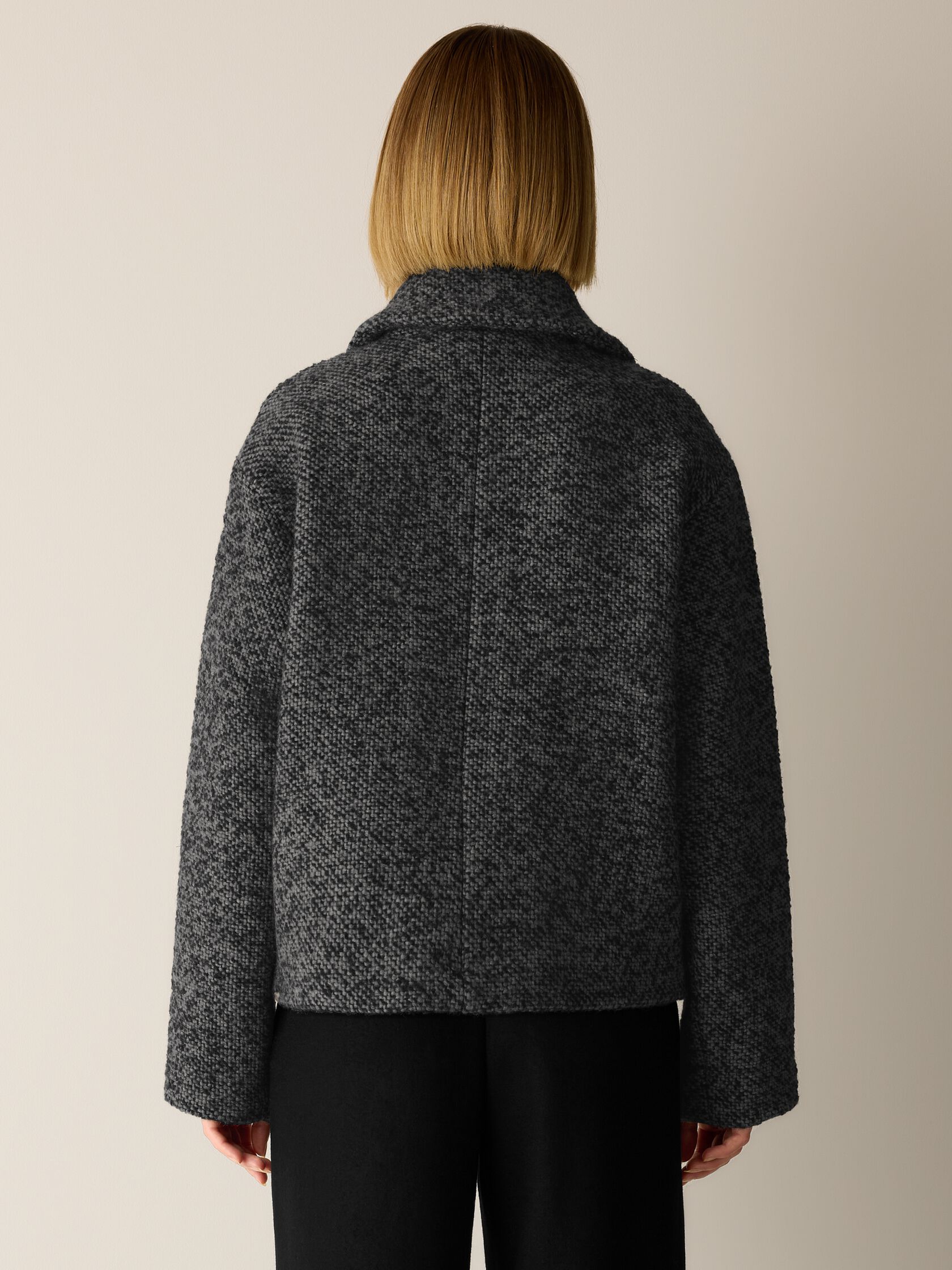 Marled Wool Tweed Classic Collar Jacket