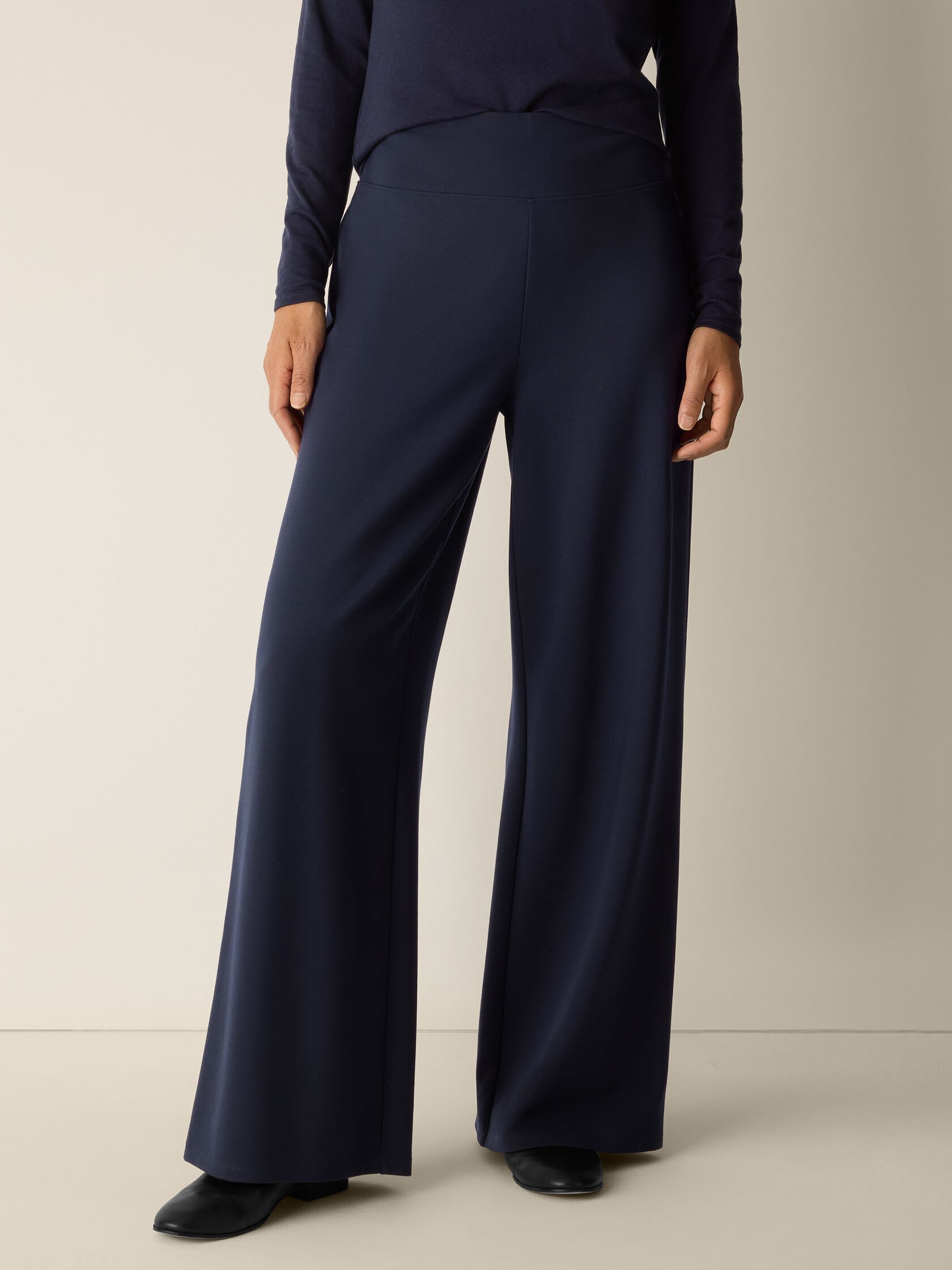 Washable Flex Ponte High Waisted Wide-Leg Pant