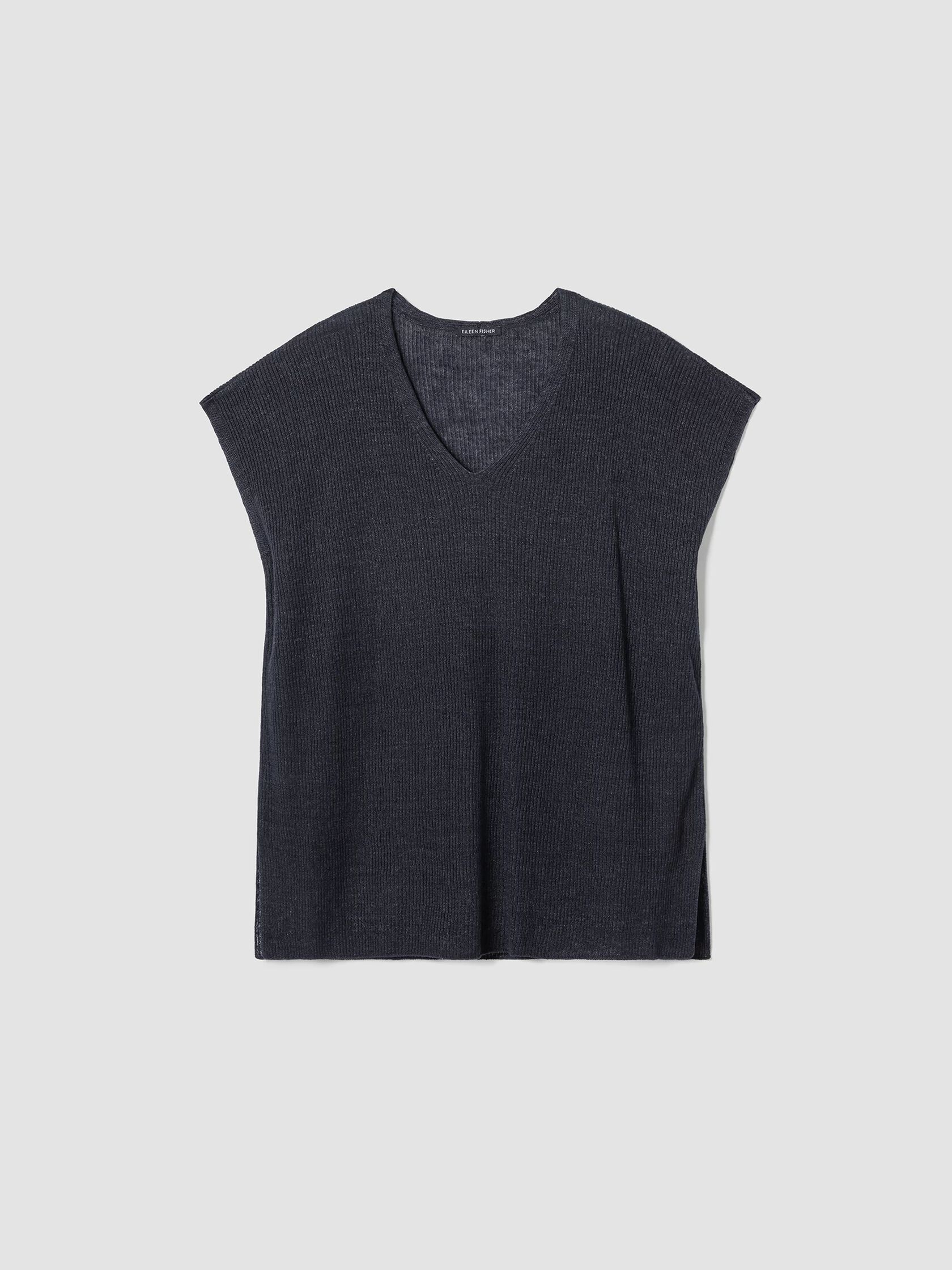 Organic Linen Délavé Rib V-Neck Top