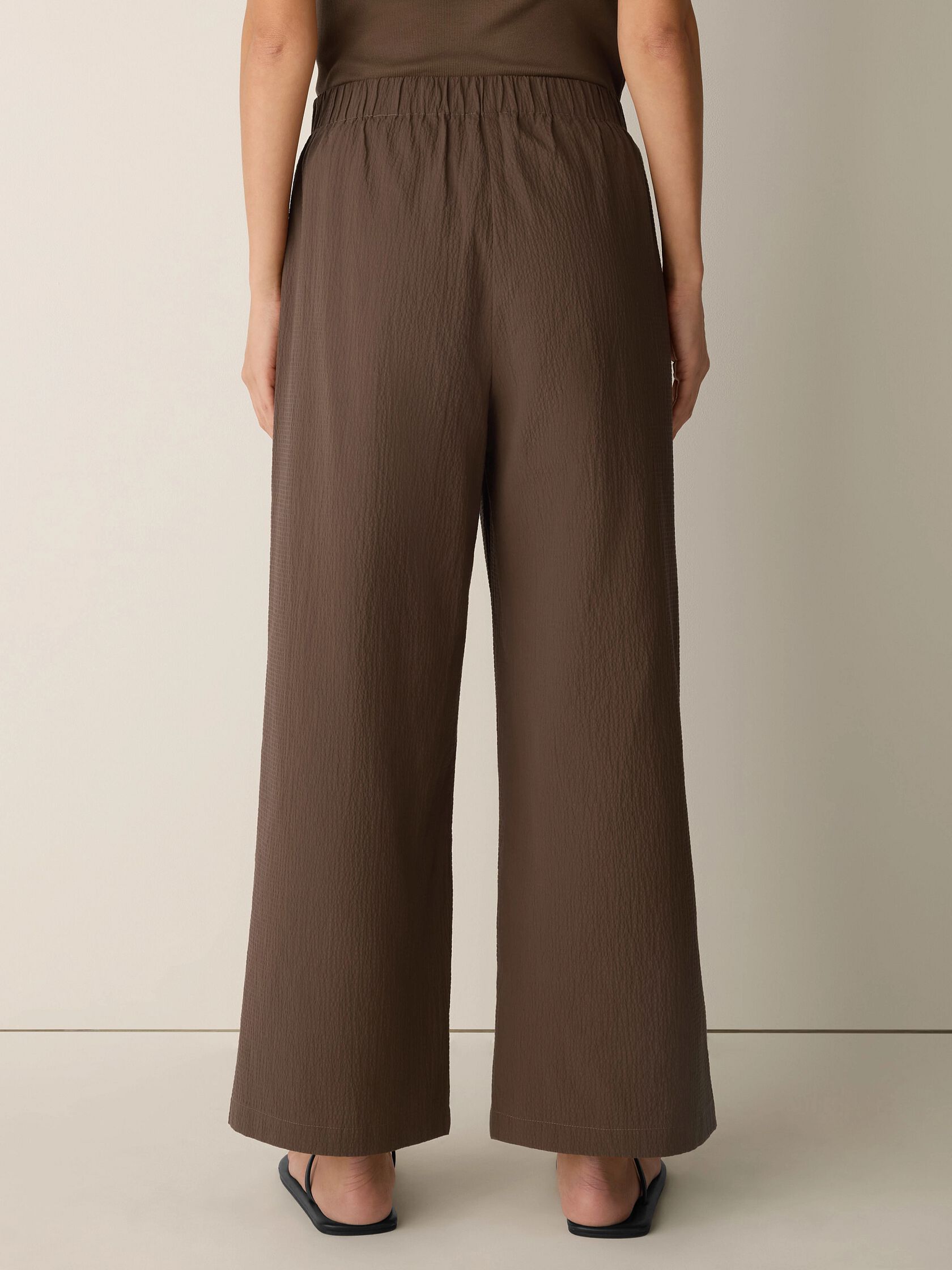 Organic Cotton Pucker Wide-Leg Pant